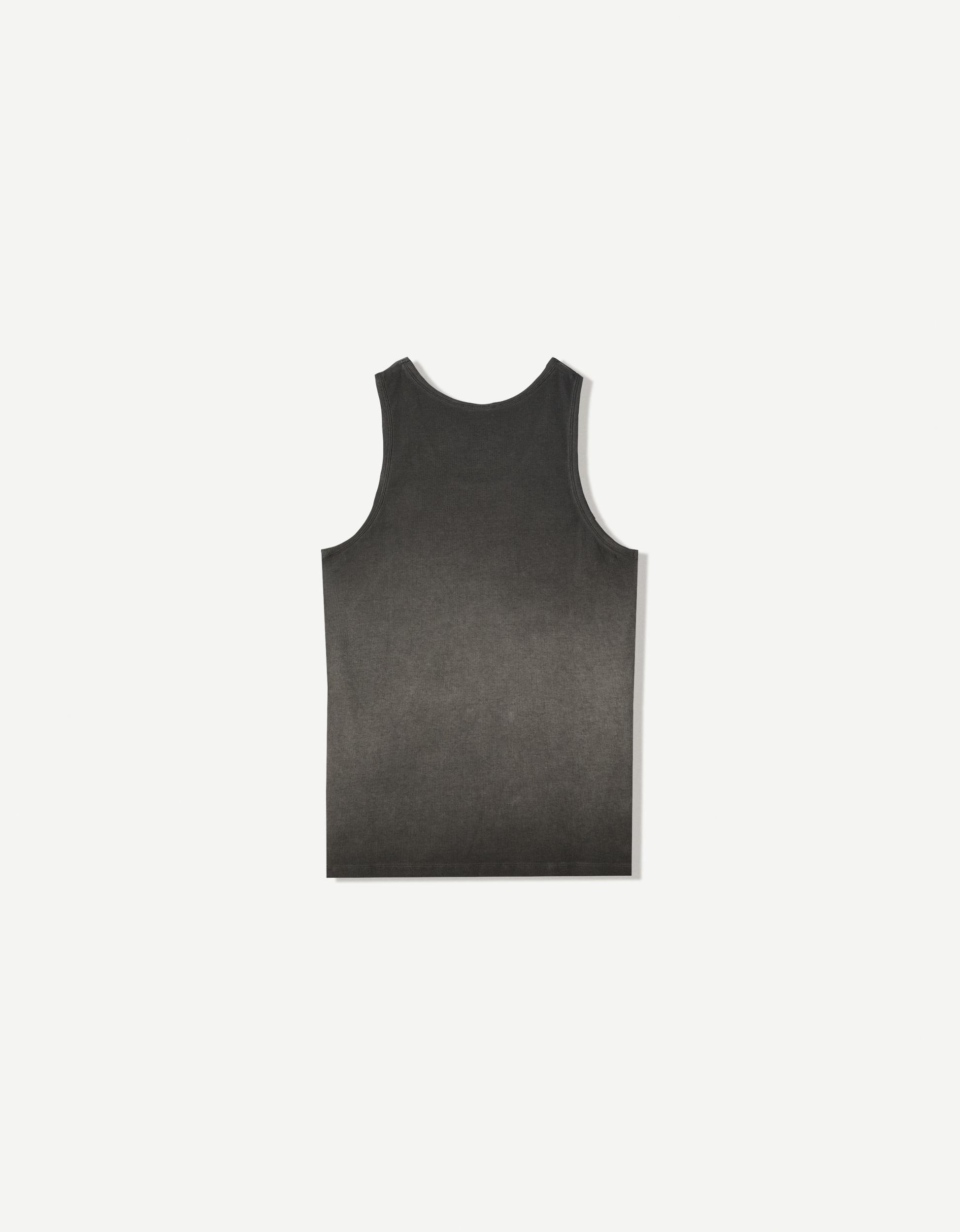 Ribbed printed T-shirt with straps Product Image