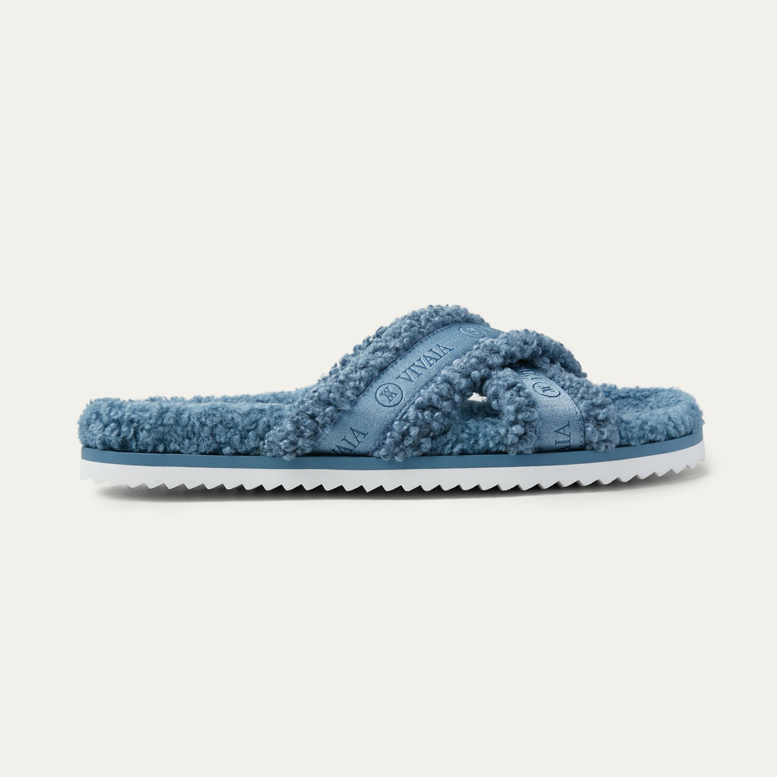 Furry Criss-Cross Strap Slippers (Hannah) Product Image