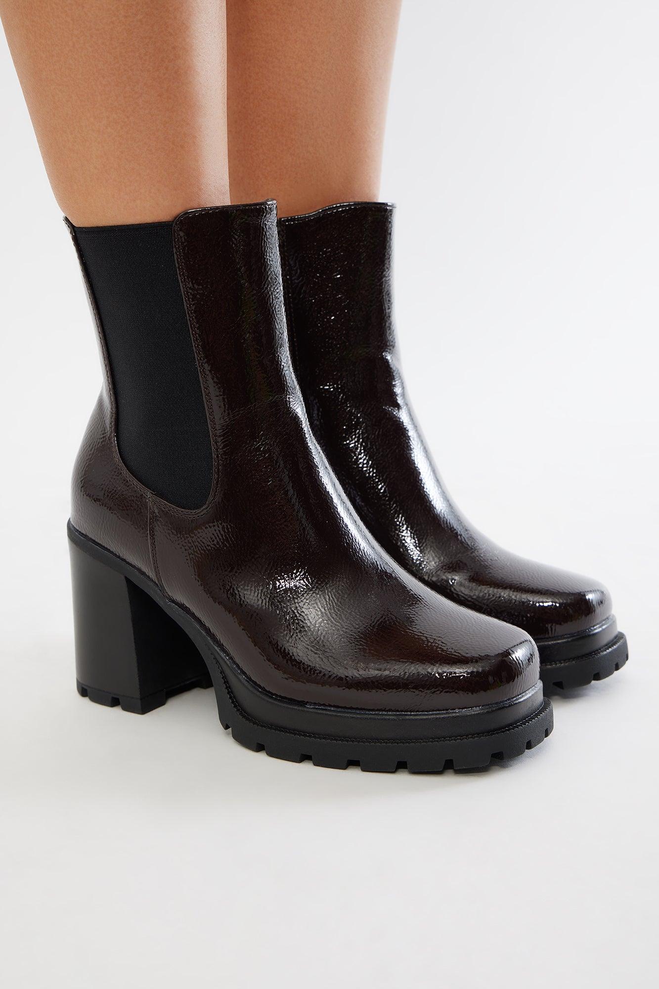 Nat Platform Booties - Brown Product Image