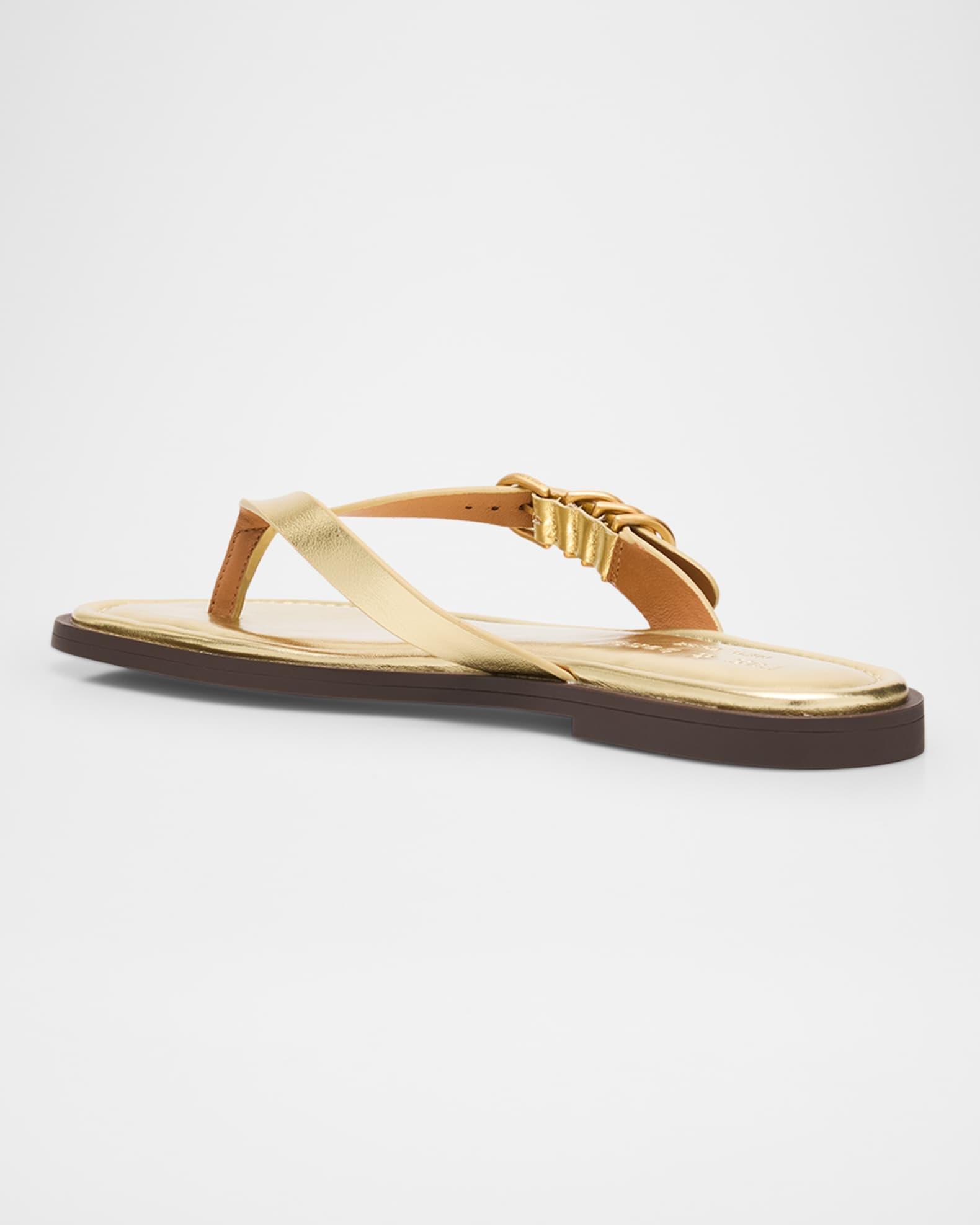 Gia Leather Buckle Thong Sandals Product Image