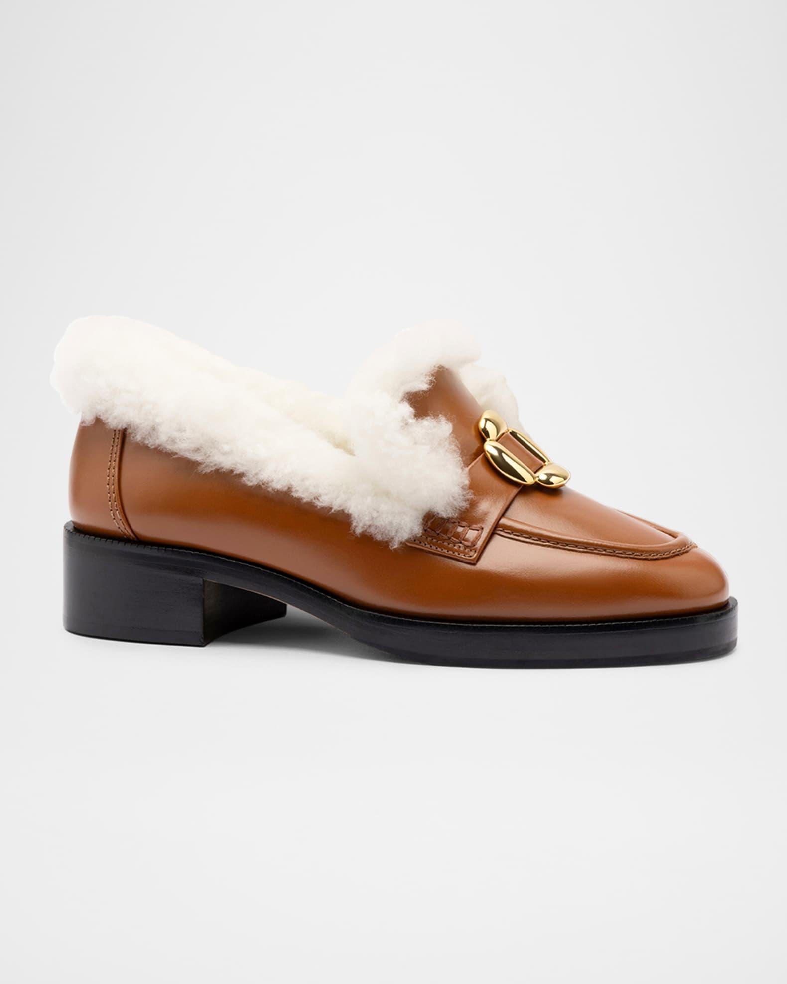 Bobbie Leather & Shearling Penny Loafers Product Image