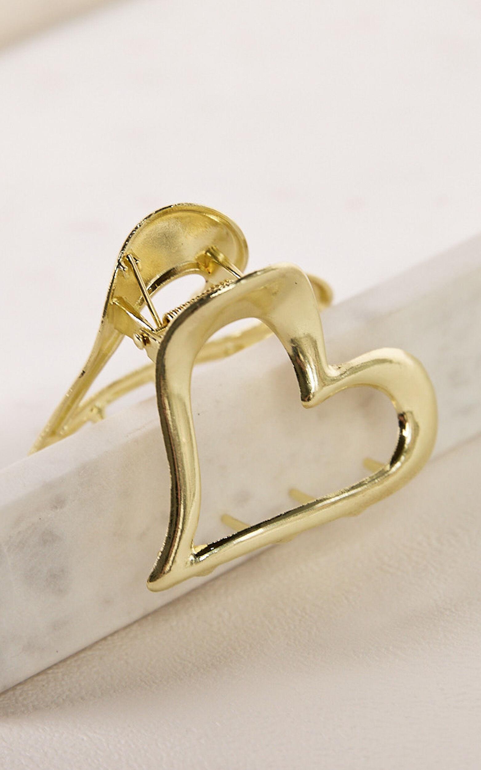 Priscilla Heart Hair Clip in Gold Product Image