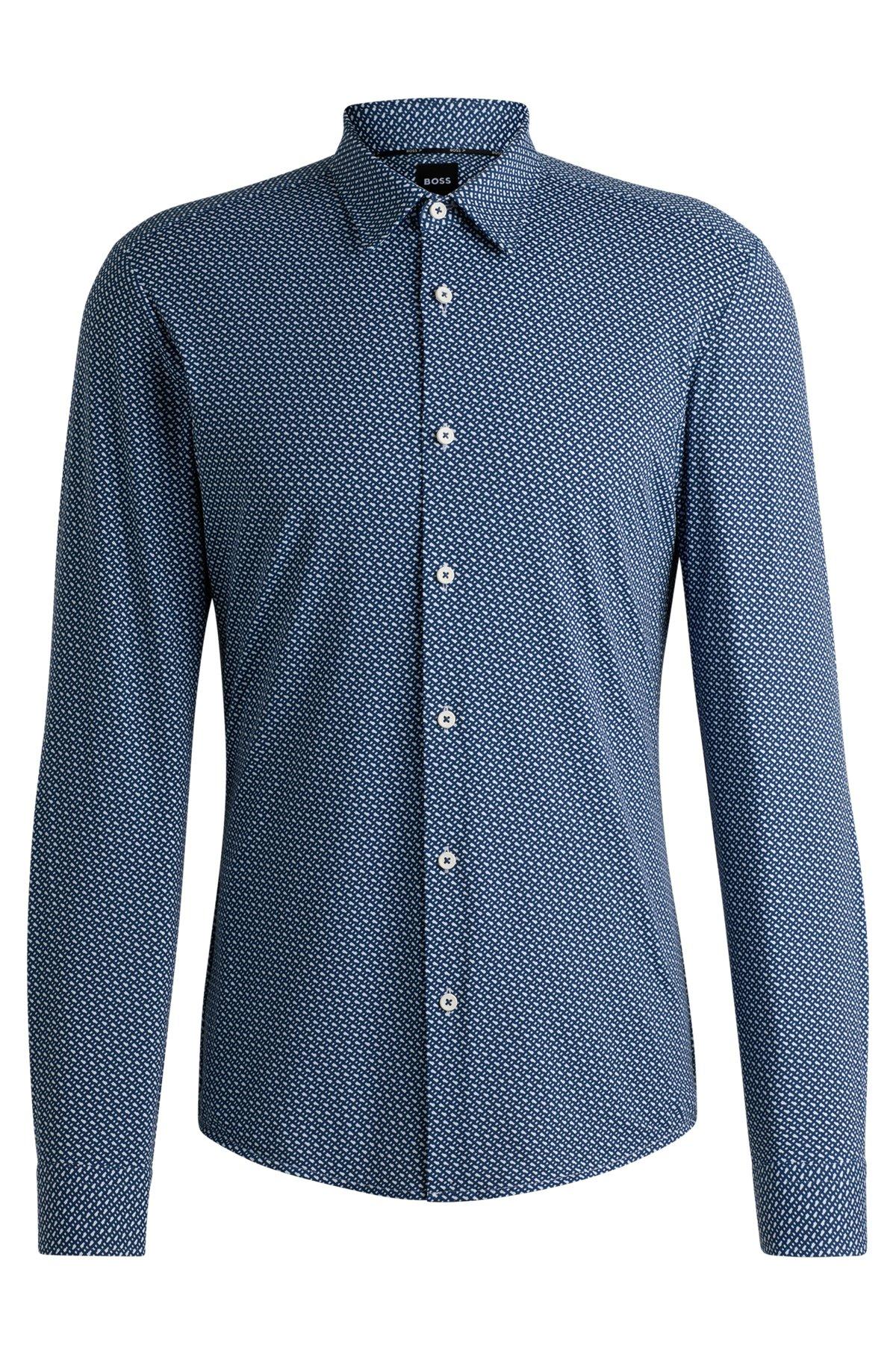 Slim-fit shirt in monogram-print performance-stretch material Product Image