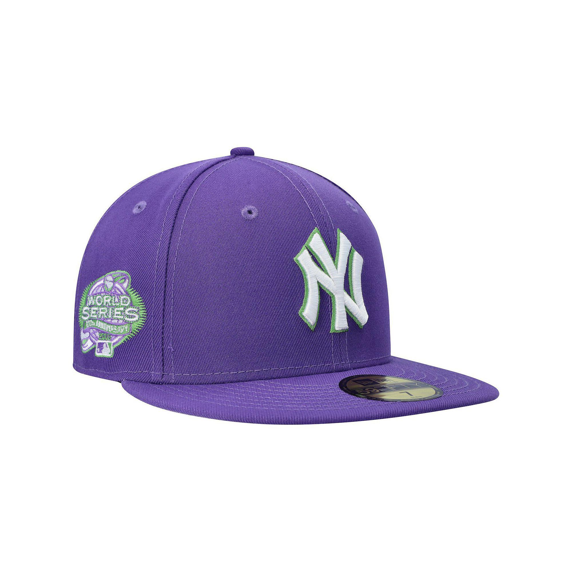 Men's New Era Purple New York Yankees Lime Side Patch 59FIFTY Fitted Hat, Size: 7 1/8 Product Image