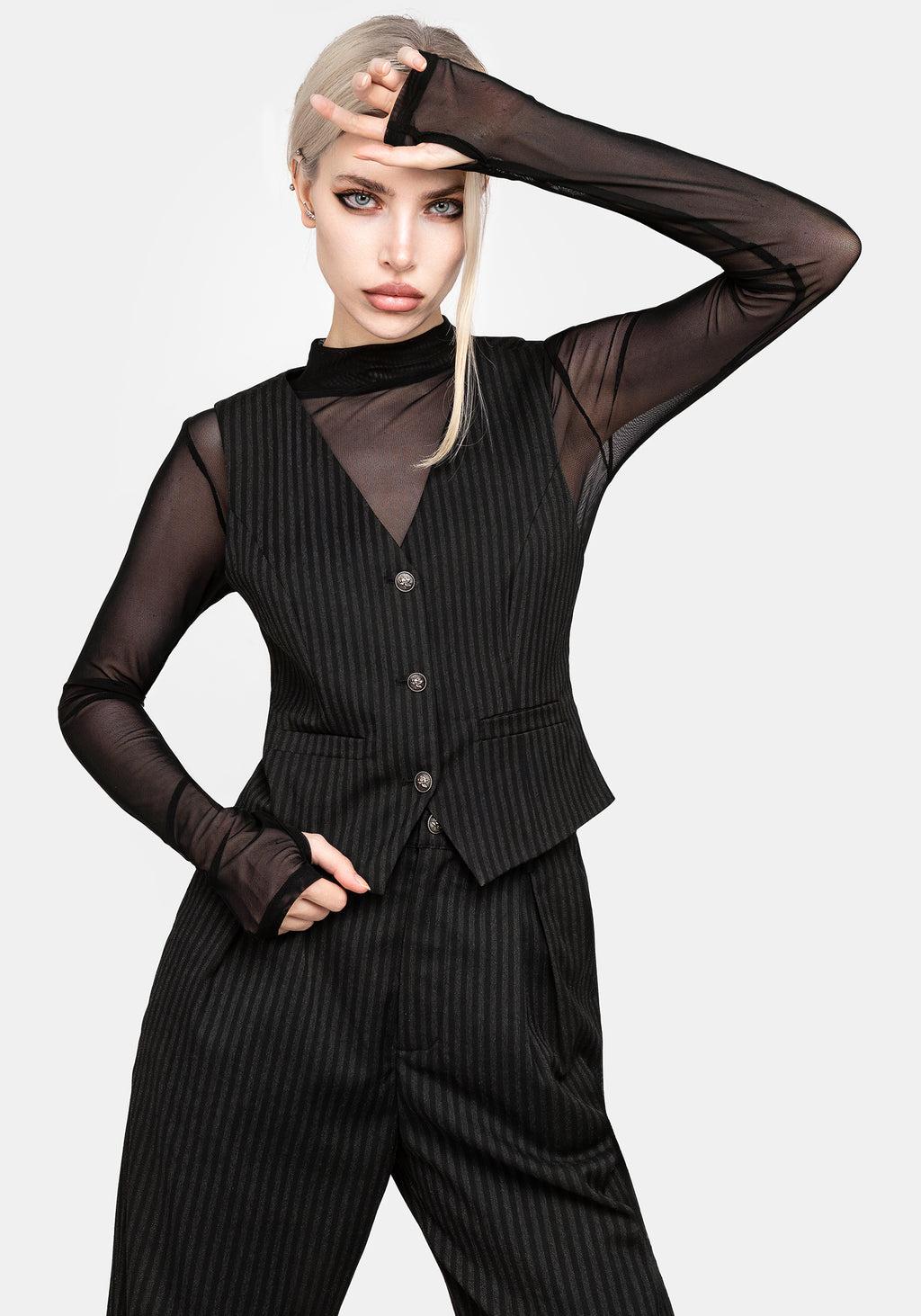 Necrosis High Neck Long Sleeve Mesh Top Product Image