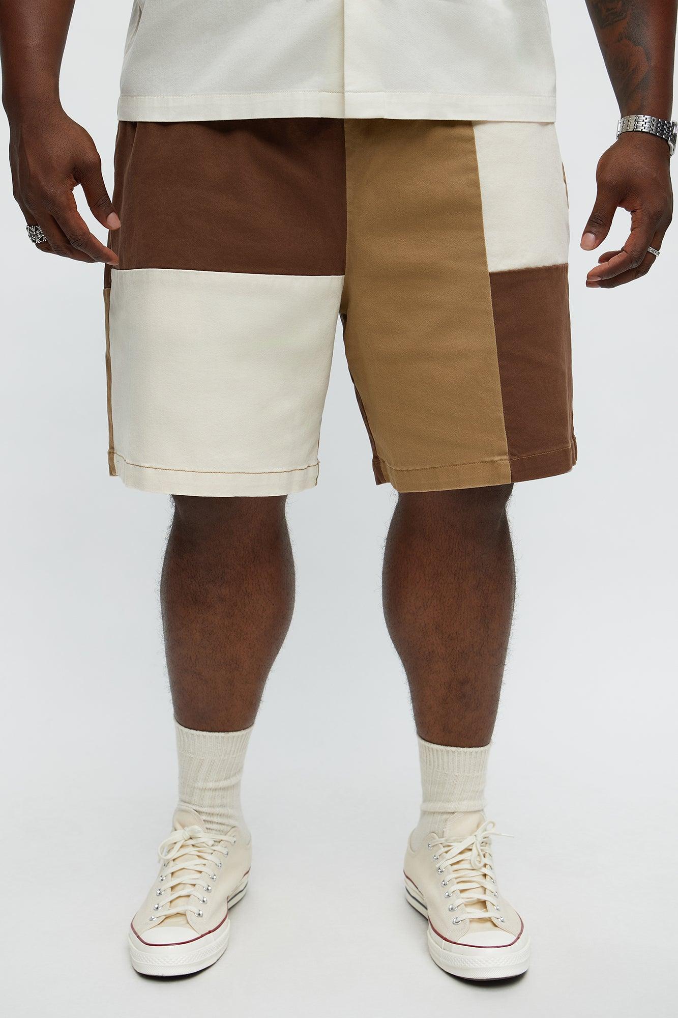 Blocked Again Shorts - Brown Combo Male Product Image