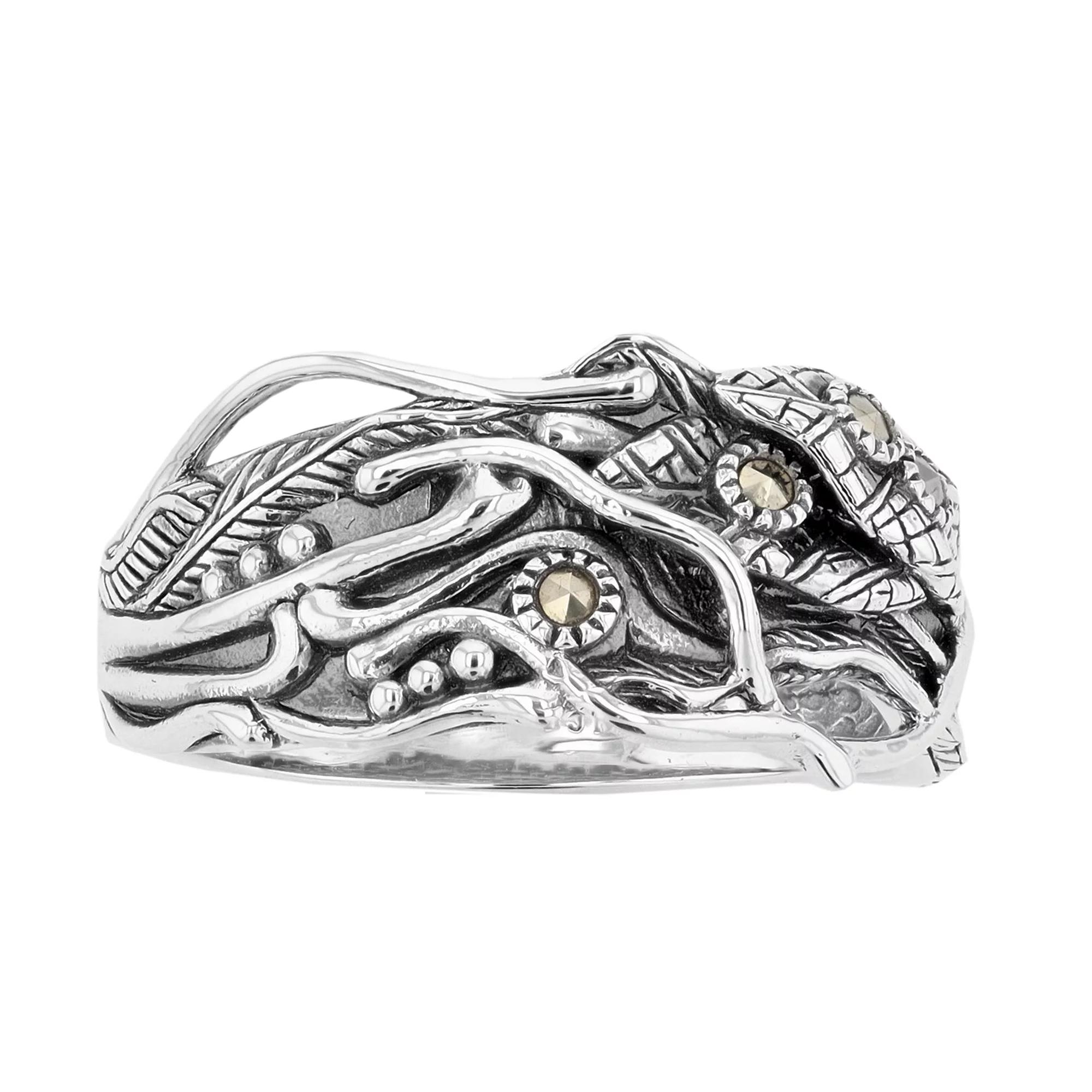 Lavish by TJM Sterling Silver Flowers & Vines Marcasite Ring, Women's, Size: 8 Product Image