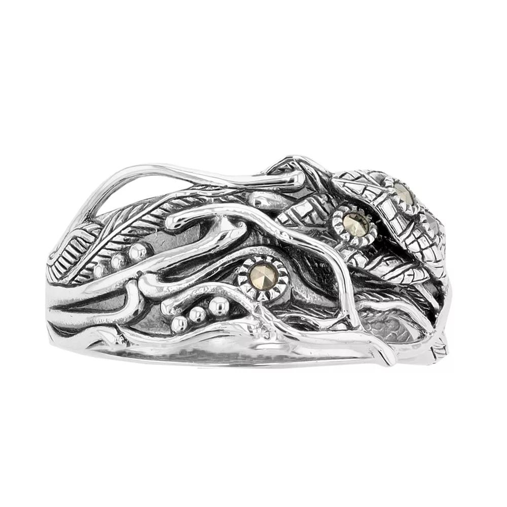 Lavish by TJM Sterling Silver Flowers & Vines Marcasite Ring, Women's, Size: 8 Product Image