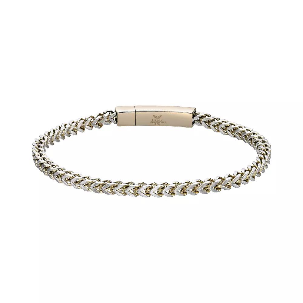 Men's LYNX Gold Tone Ion-Plated Stainless Steel Franco Chain Bracelet, Size: 9" Product Image