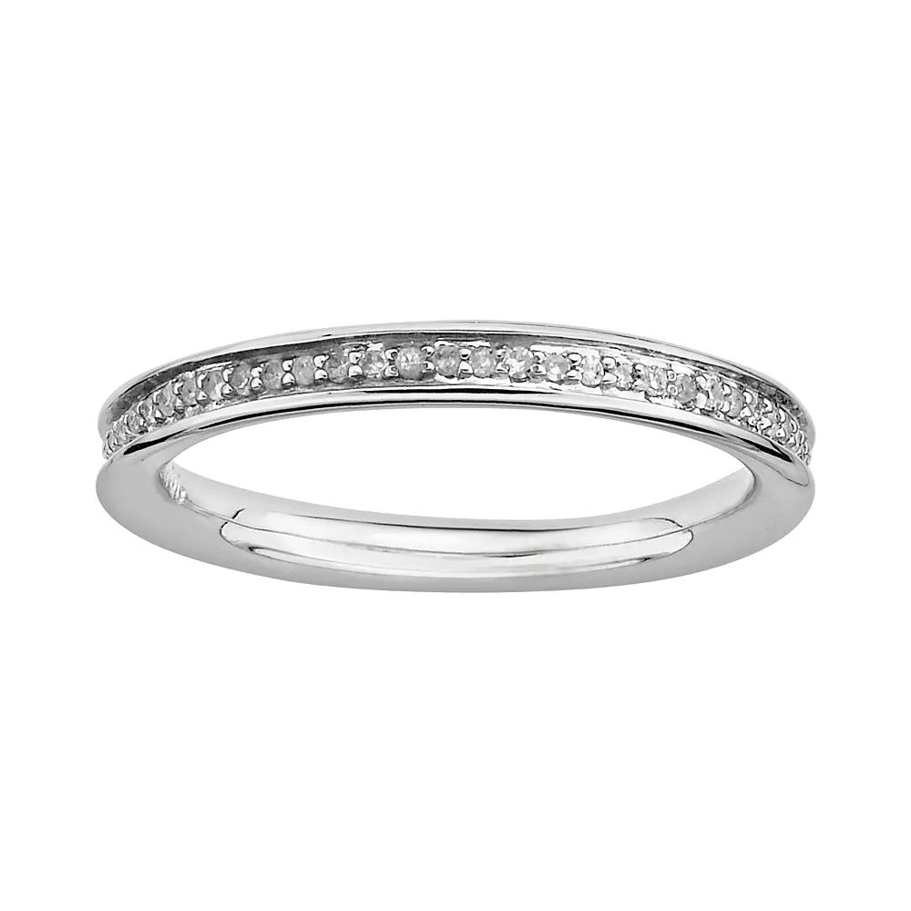 Stacks & Stones Sterling Silver 1/5-ct. T.W. Diamond Stack Ring, Women's, Size: 6 Product Image
