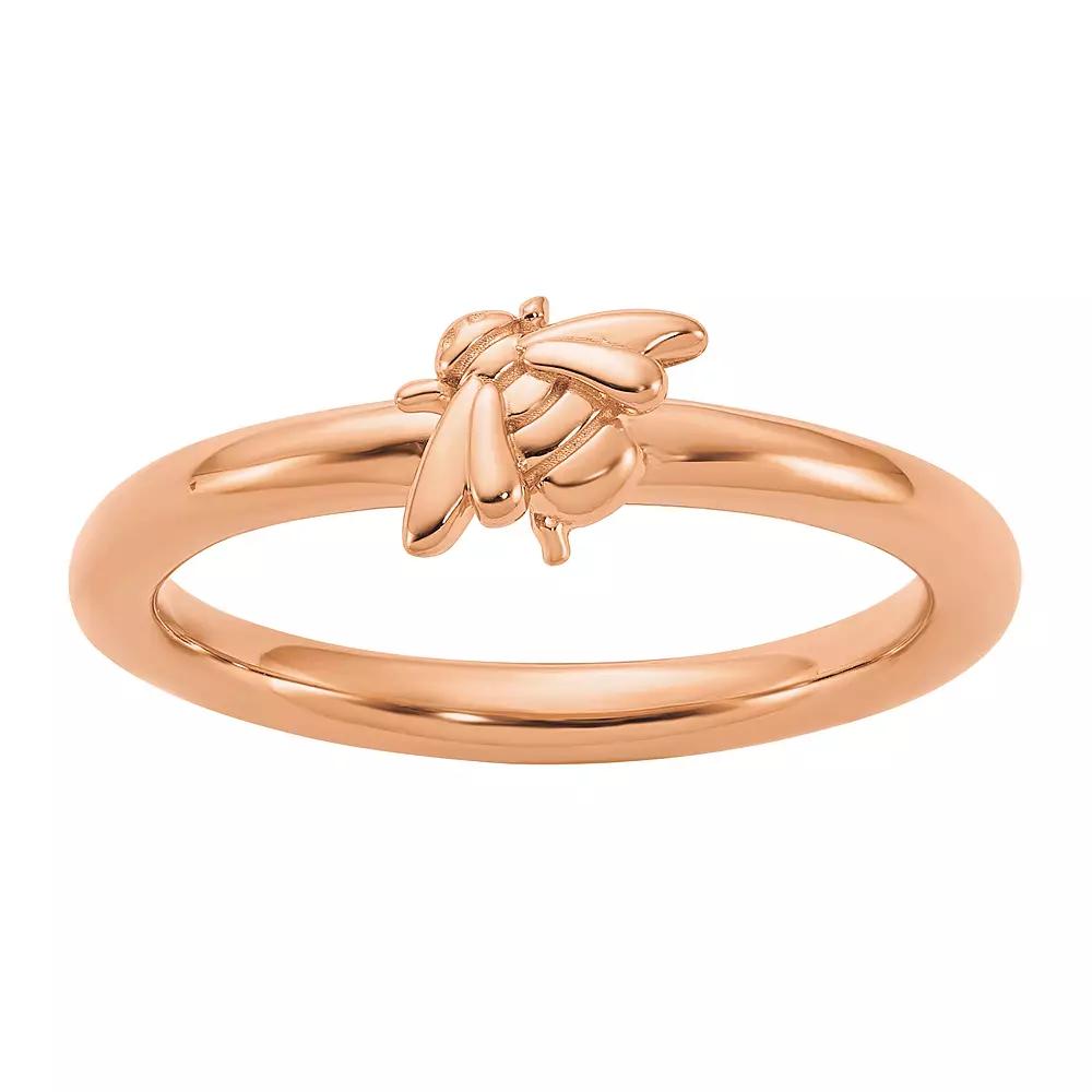 Stacks & Stones Sterling Silver Stackable Gold-Plated Bee Ring, Womens Pink Tone Product Image