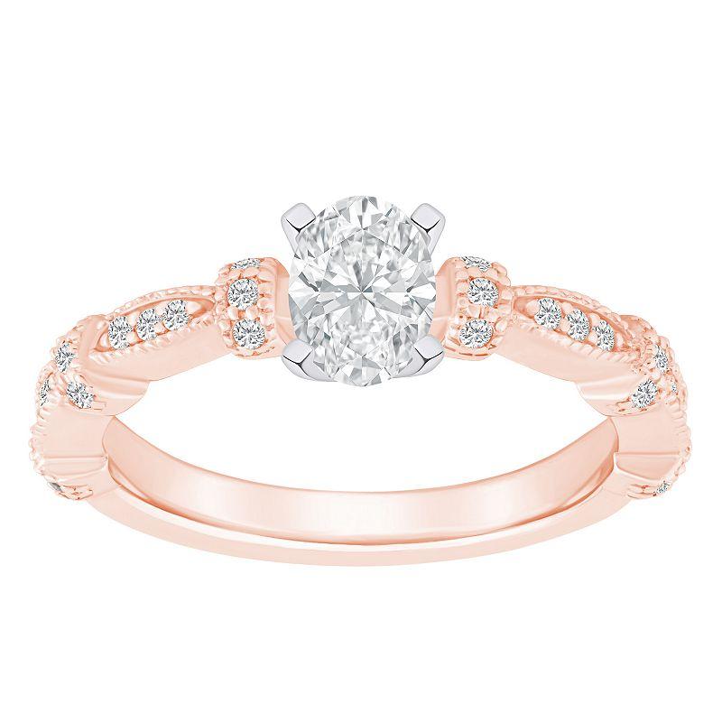 Alyson Layne 14k Gold 1/2 Carat T.W. Diamond Oval Engagement Ring, Women's, Size: 7.50, White Gold Product Image