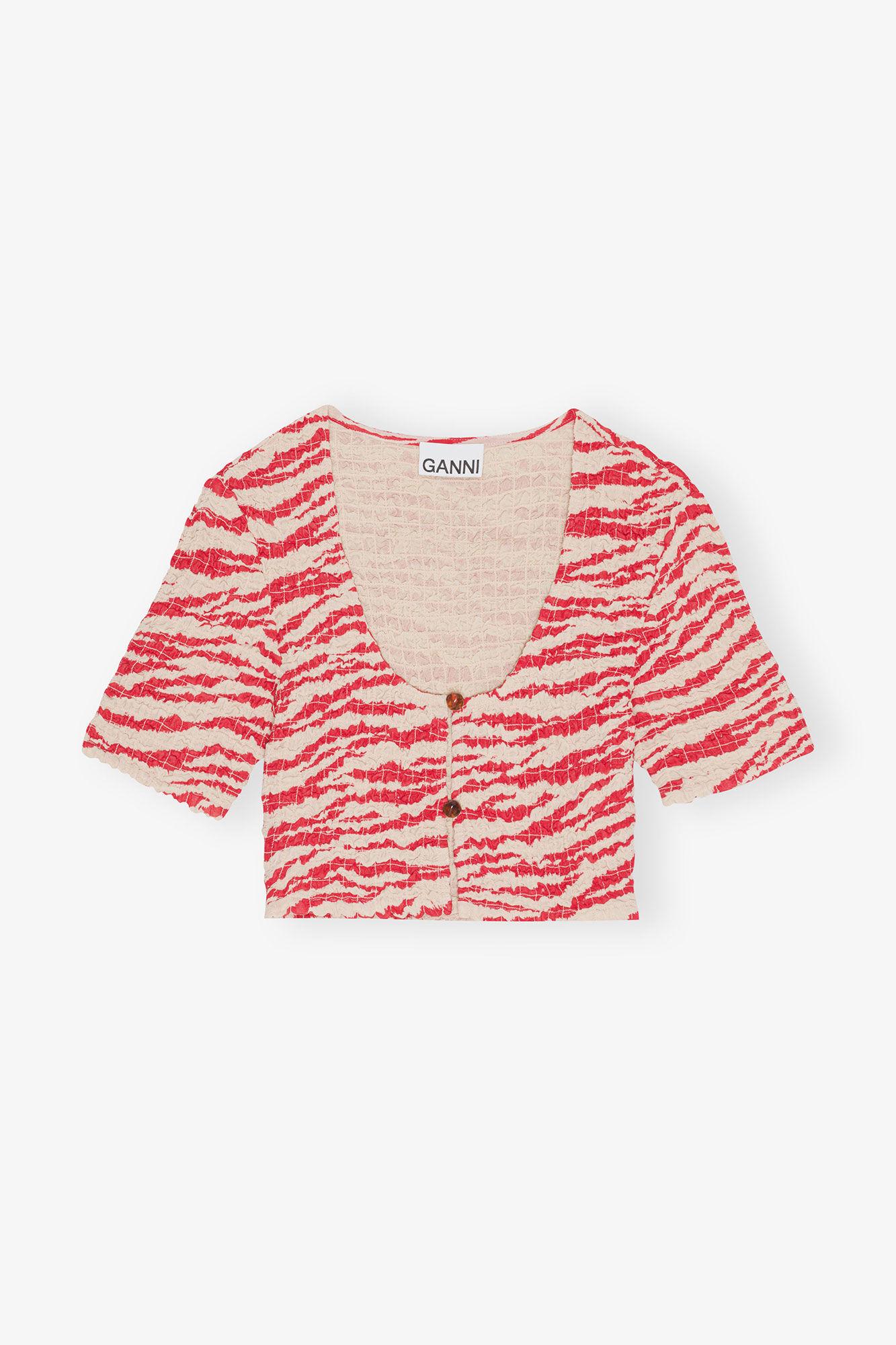 Printed Georgette Cropped Smock Blouse Product Image