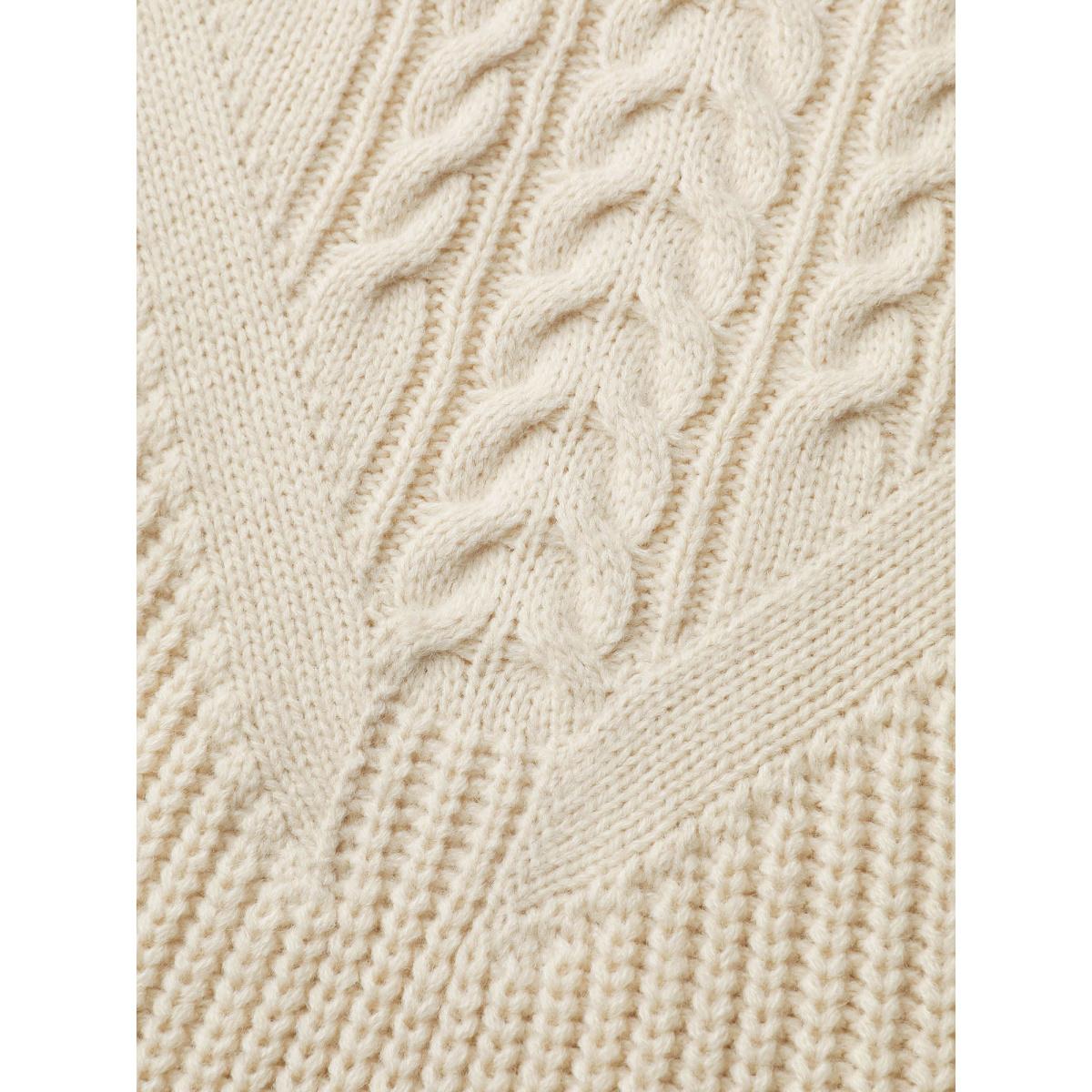 Plus Size Textured Ribbed Hem Hooded Pullover Beige Women Leisure Loose Long Sleeve Hooded Casual Pullovers BloomChic 22-24/3X Product Image