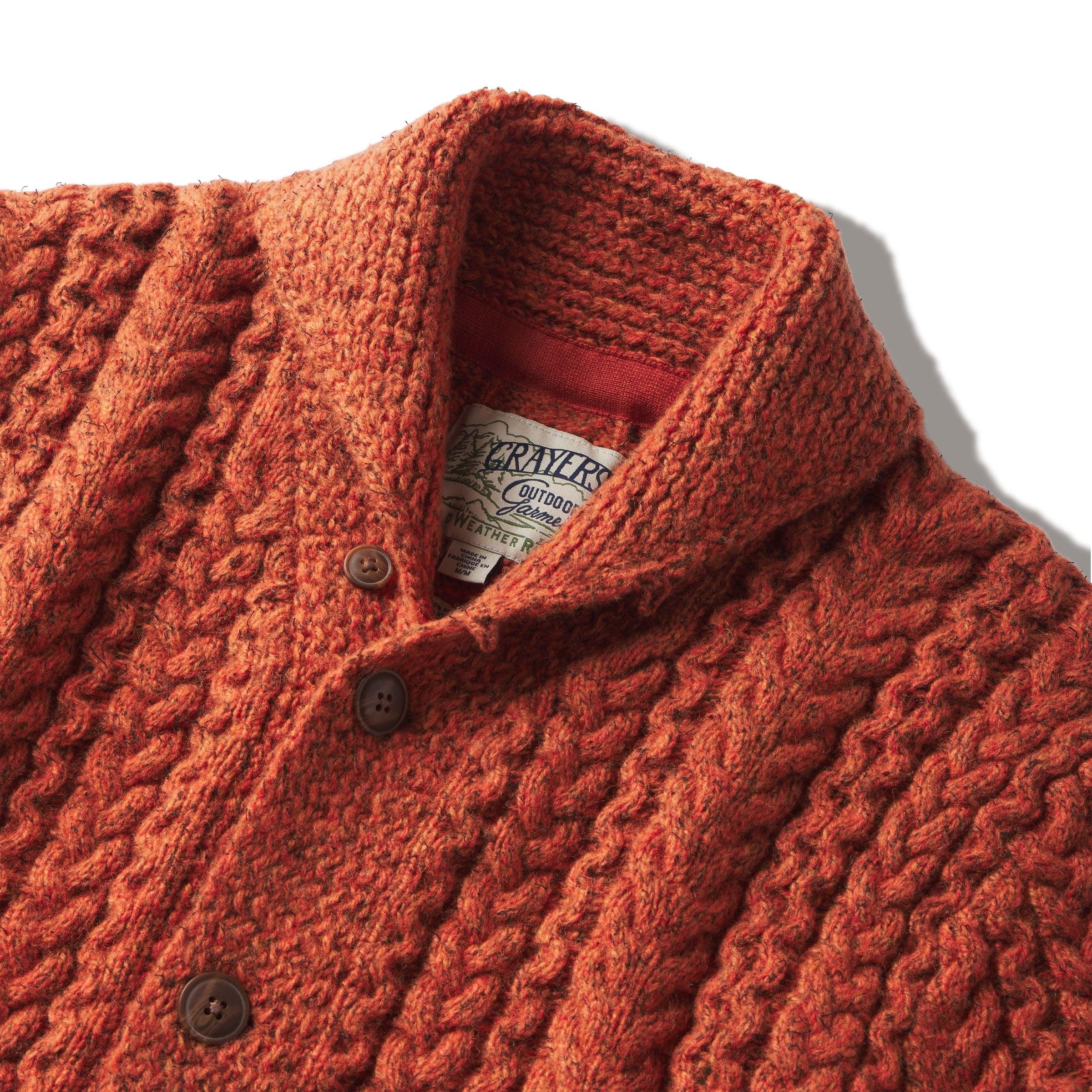 Melange Cable  Shawl Cardigan - Burnt Orange Product Image