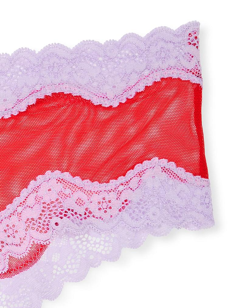 Tease Mesh Lace-Trim Cheeky Panty Product Image