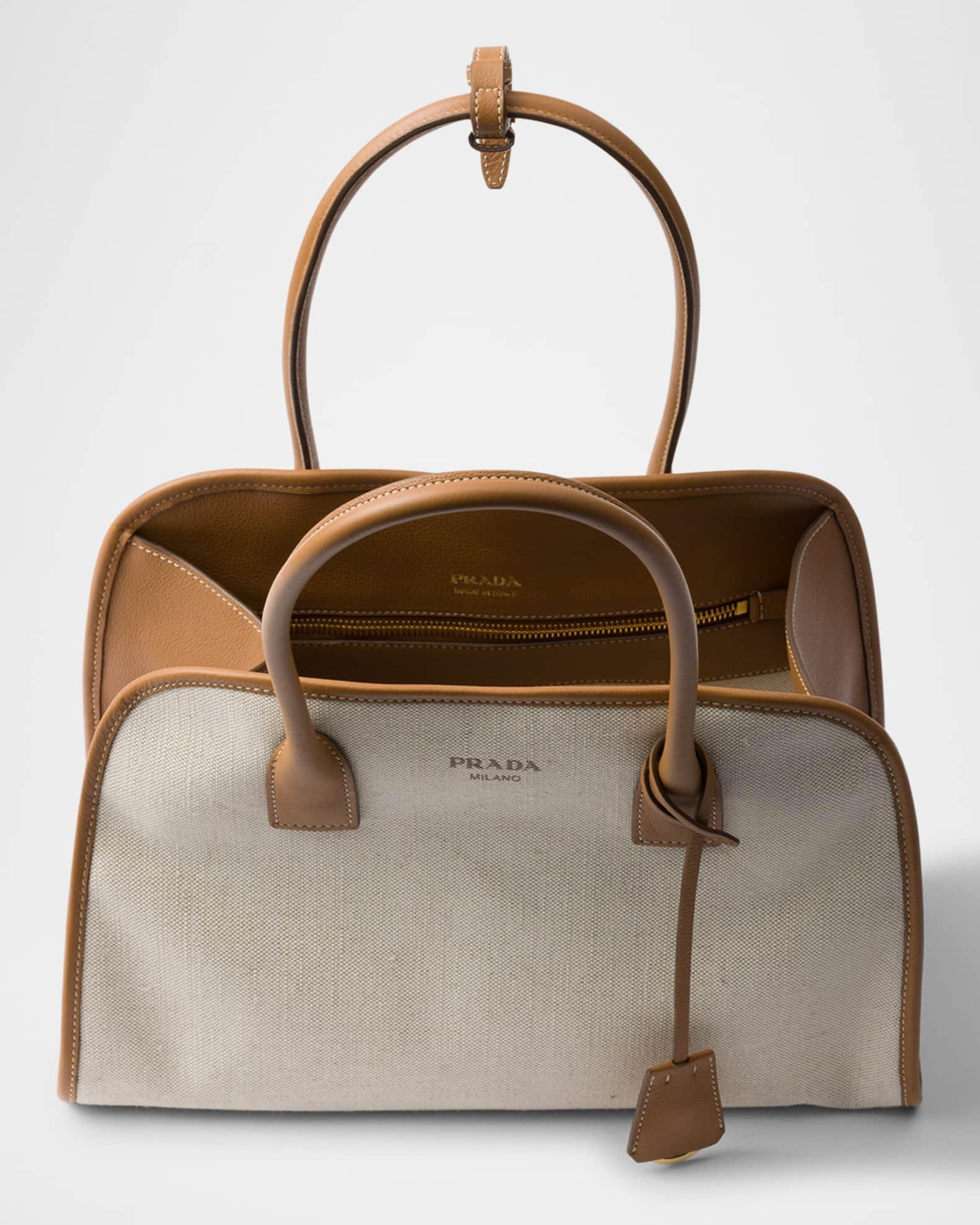 Medium Linen-Blend and Leather Tote Bag Product Image
