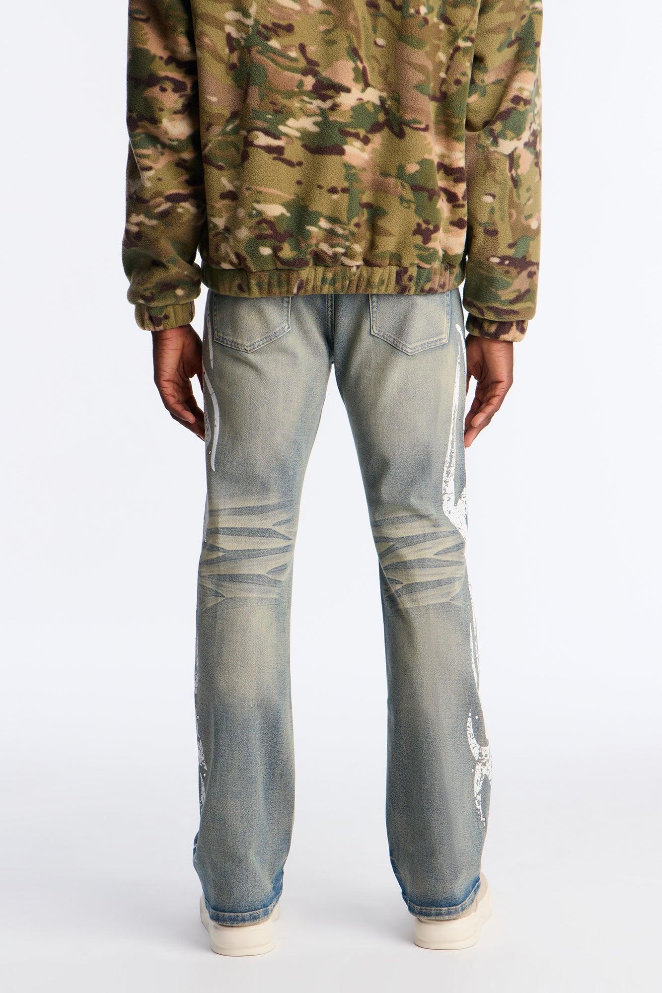 Stacked Skinny Flare Rockstar Life Jewel Jean - Light Wash Product Image