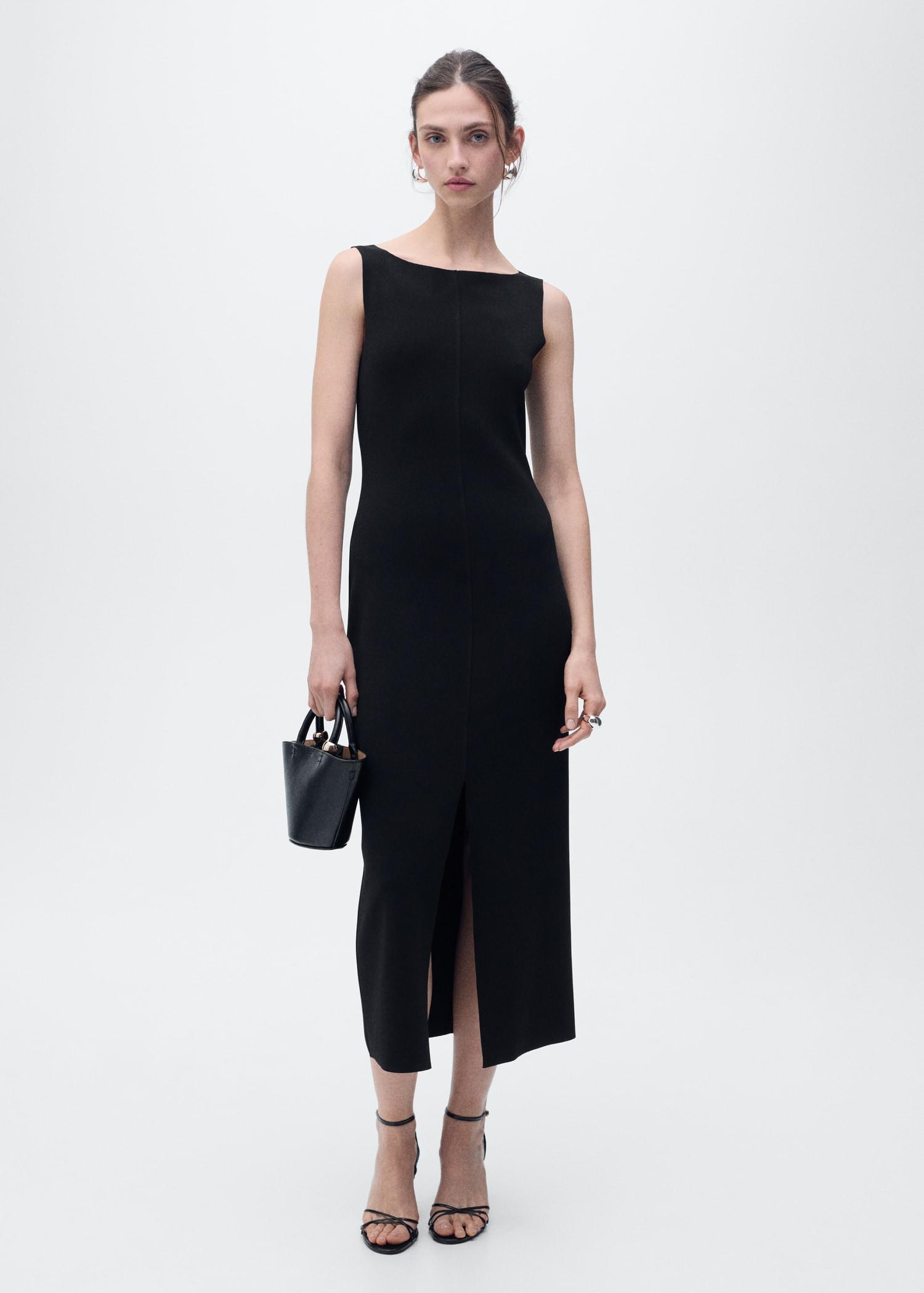 Boat-neck knitted dress - Women | MANGO USA Product Image