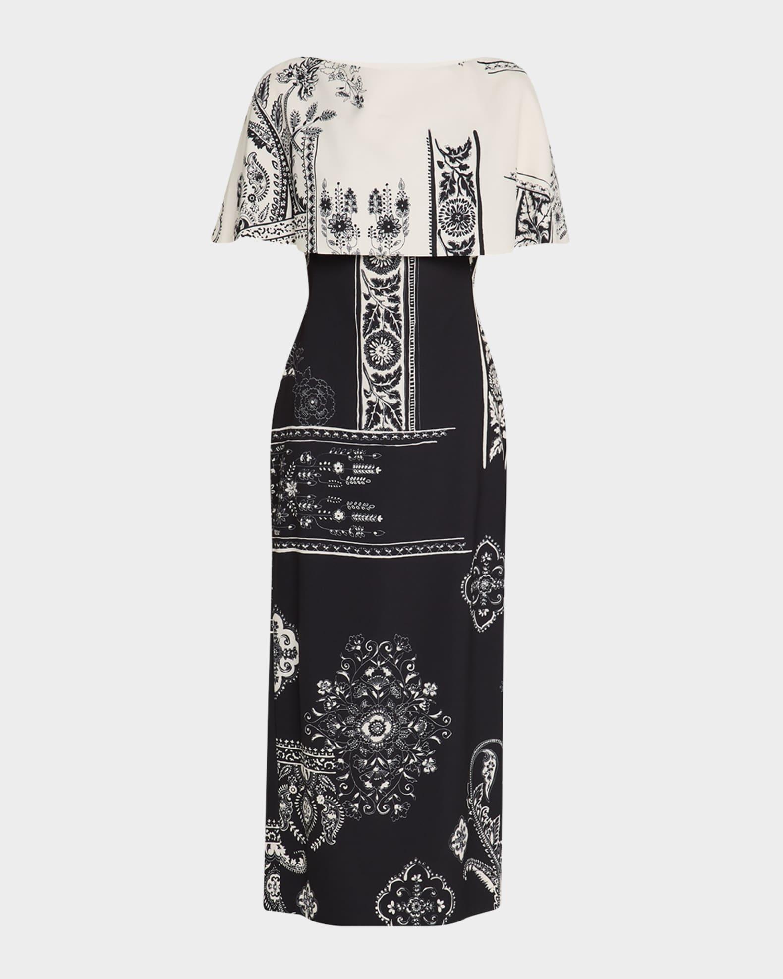 Colorblock Cape Column Midi Dress Product Image