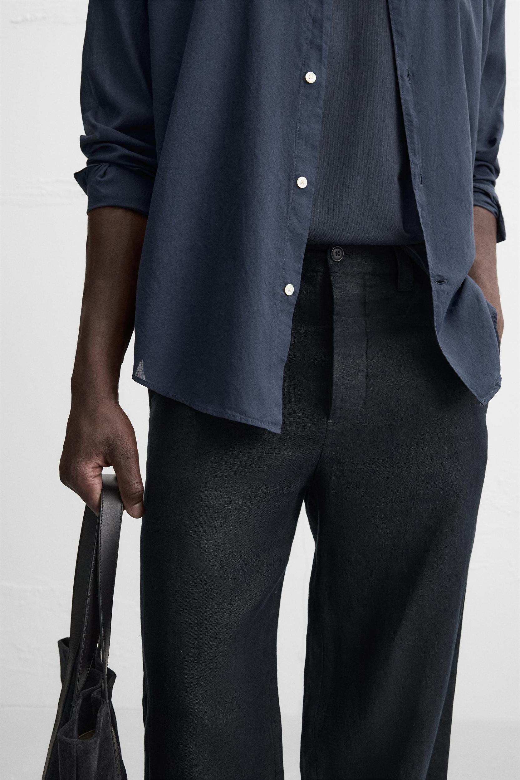 STRAIGHT FIT 100% LINEN PANTS Product Image