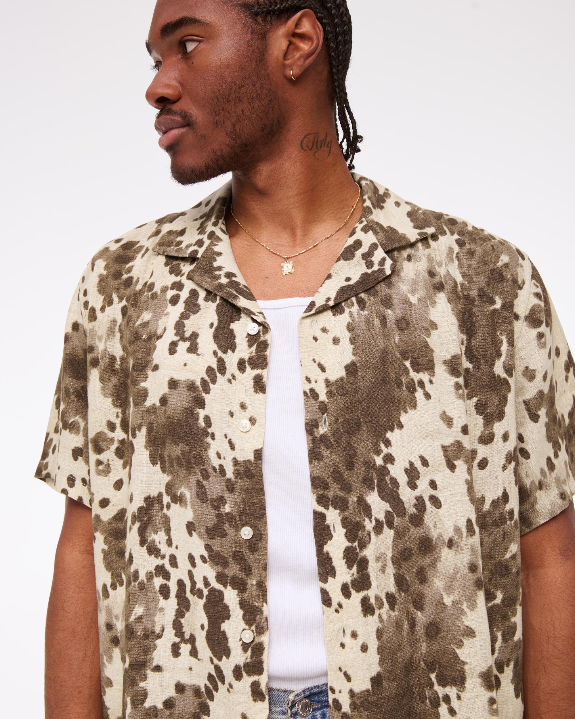 Camp Collar Summer Linen-Blend Shirt Product Image