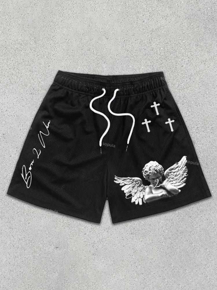 Sopula Angel Cross Print Mesh Shorts Product Image