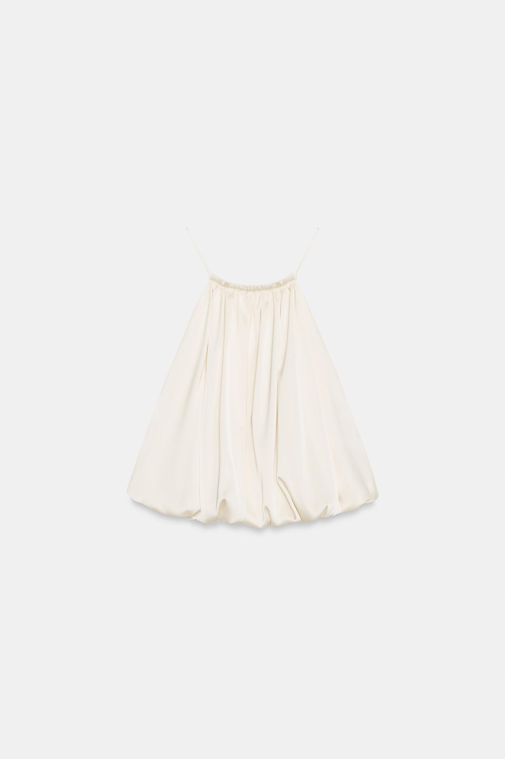 SATIN BALLOON HALTER CROP TOP Product Image