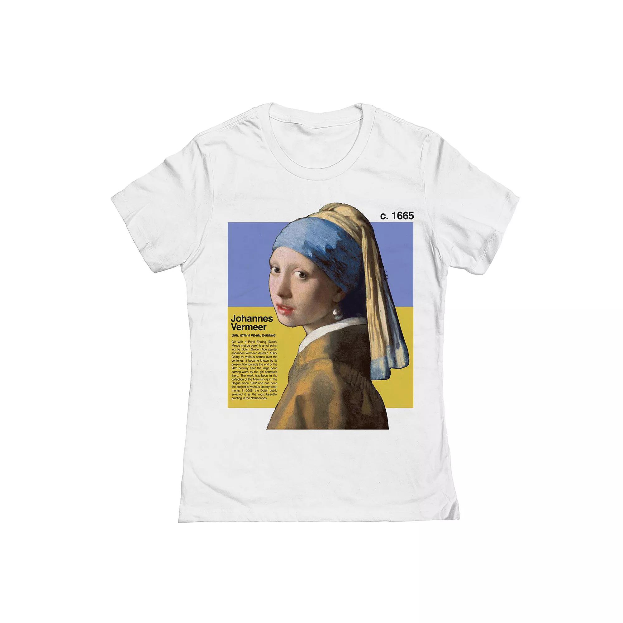 Junior's Johannes Vermeer- Pearl Earring Womens Graphic Tee, Girl's, Size: XXL, White Product Image