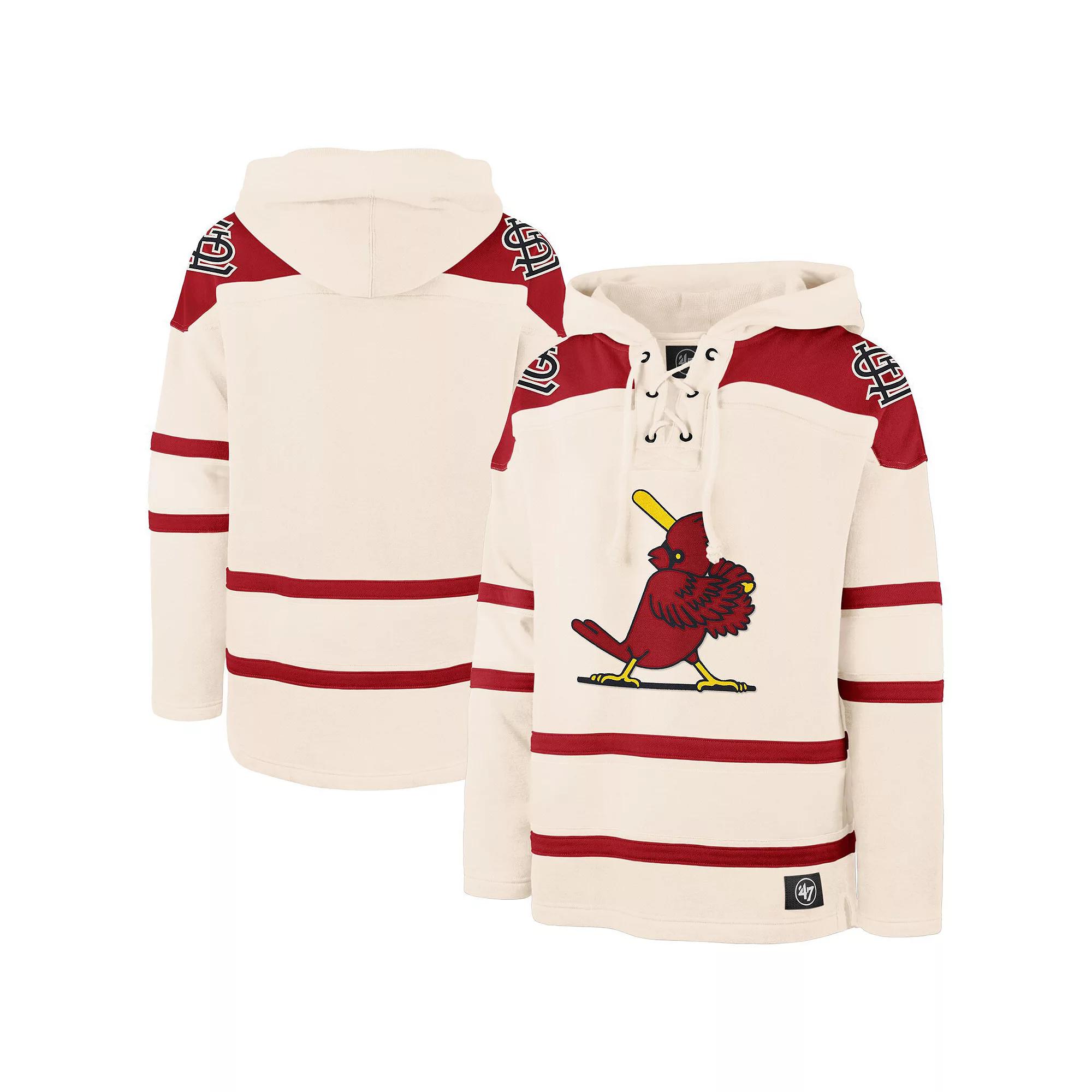 Men's '47 Cream St. Louis Cardinals Superior Lacer Pullover Hoodie, Size: Medium, Beige Product Image