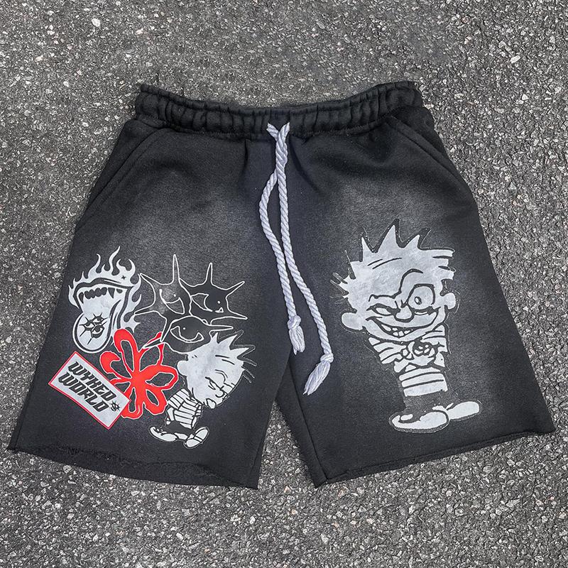 Vintage Street Graphic Drawstring Shorts Product Image