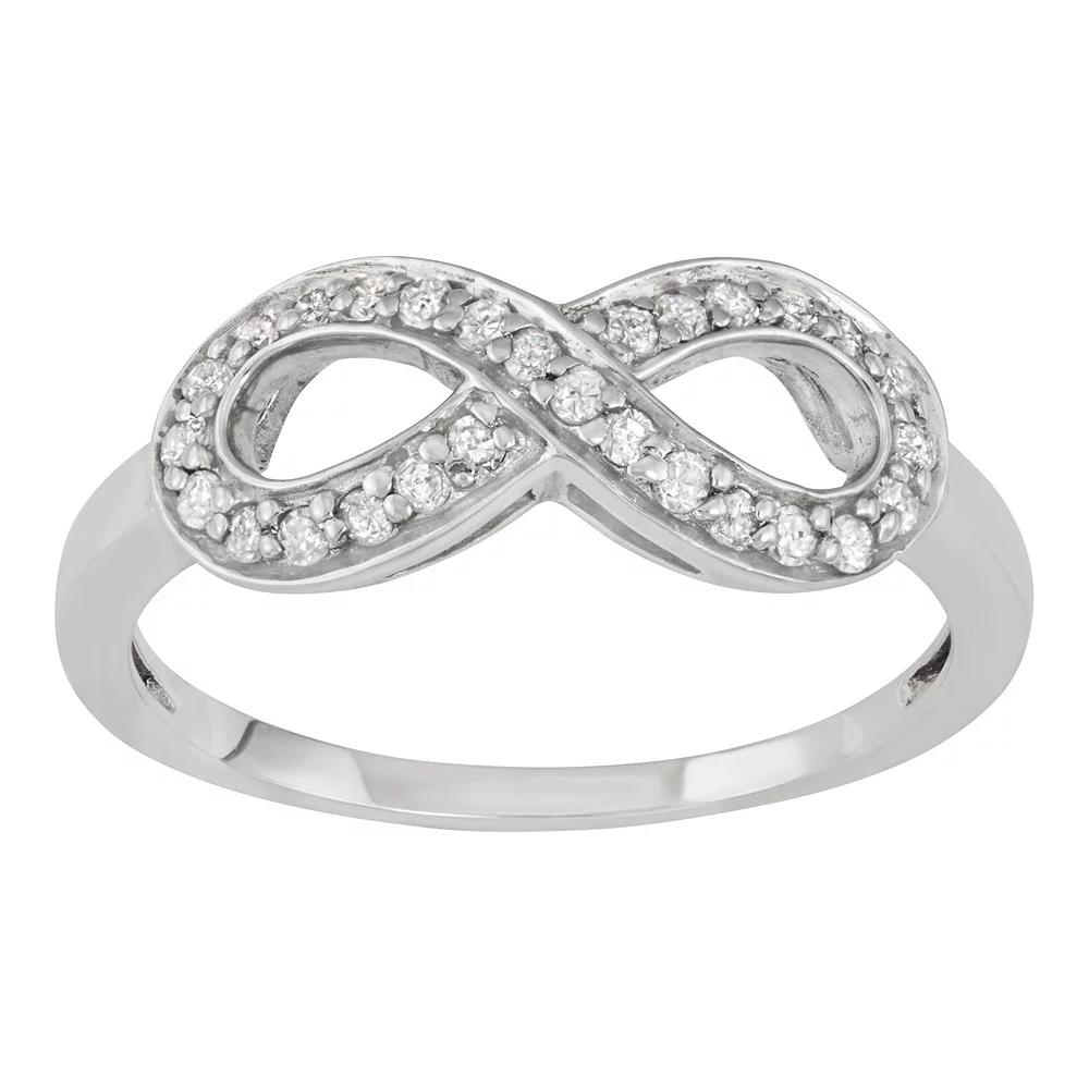 Sterling Silver 1/4 Carat T.W. Diamond Infinity Ring, Women's, Size: 8 Product Image