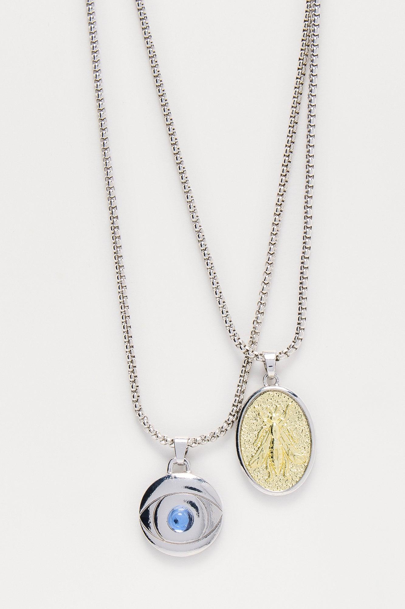 Rosevale 2 Piece Necklace Set - Silver/Multi Product Image