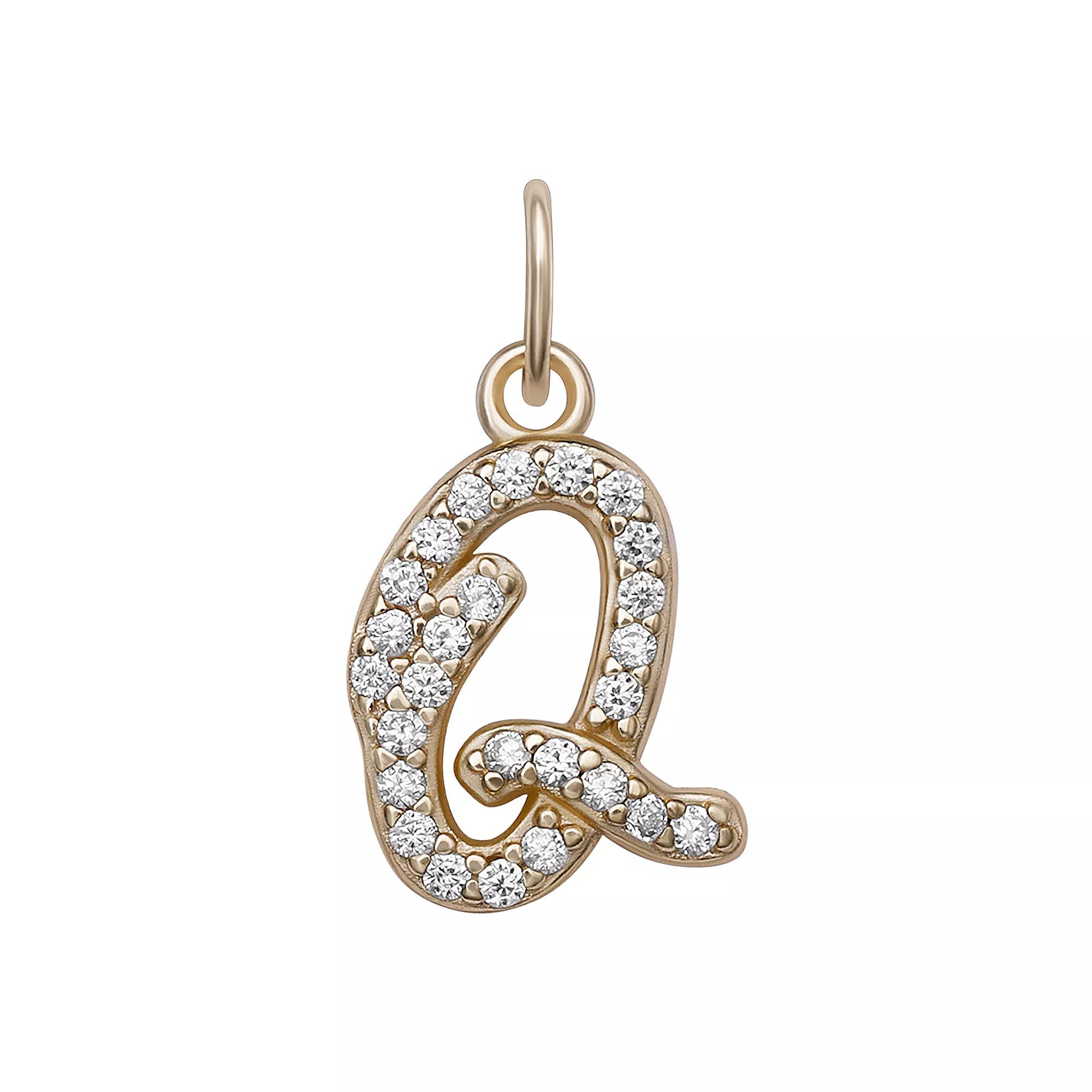 LC Lauren Conrad Sterling Silver Cubic Zirconia Initial Charm, Womens, Gold Tone O Product Image