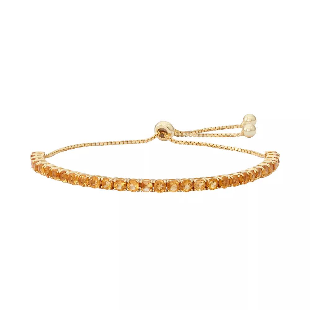14k Gold Over Silver Citrine Lariat Bracelet, Women's, Size: 9", Orange Product Image
