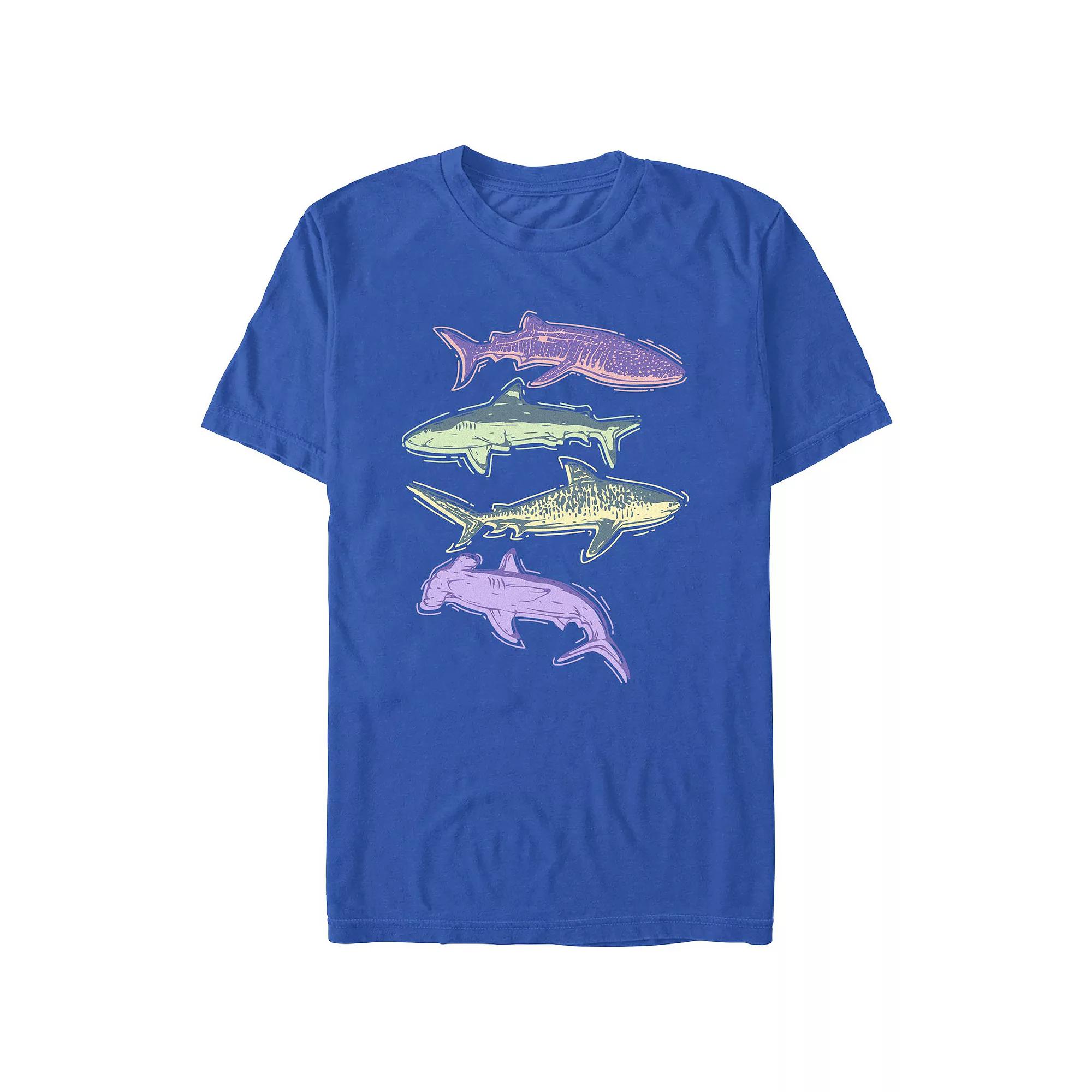 Men's Colorful Sharks Graphic Tee,  Product Image