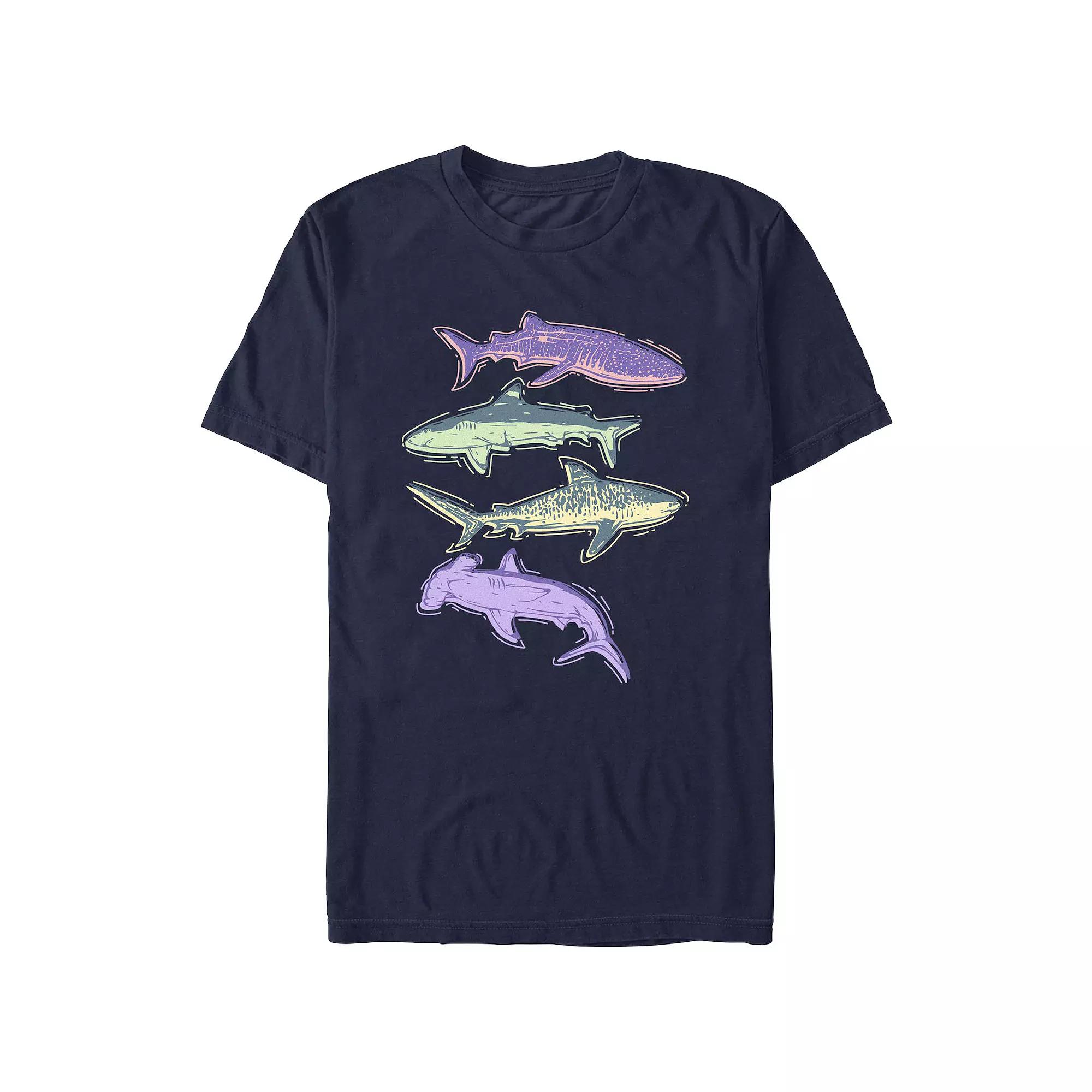 Men's Colorful Sharks Graphic Tee,  Product Image