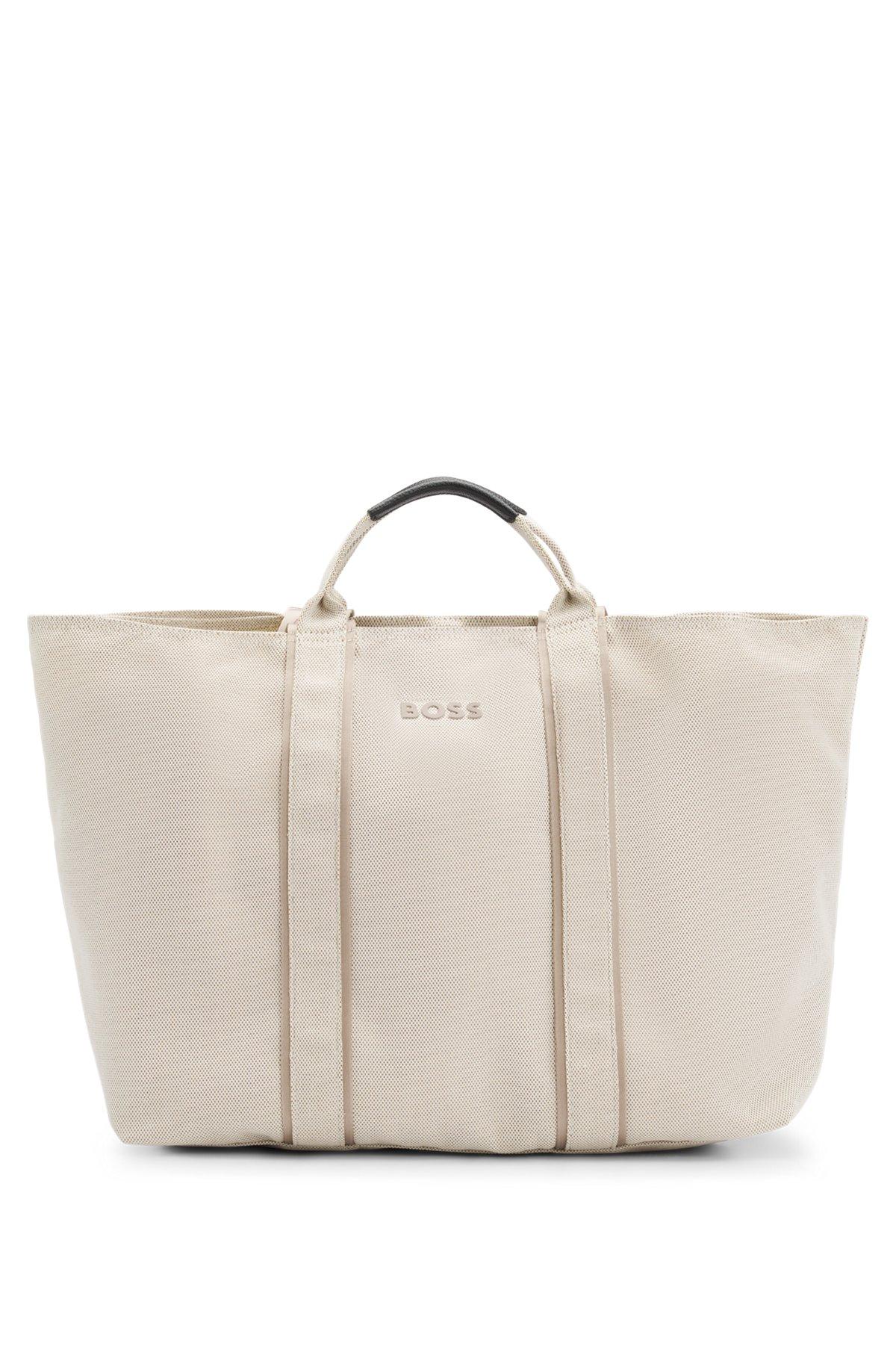 BOSS - Textured tote bag with logo straps - White Product Image