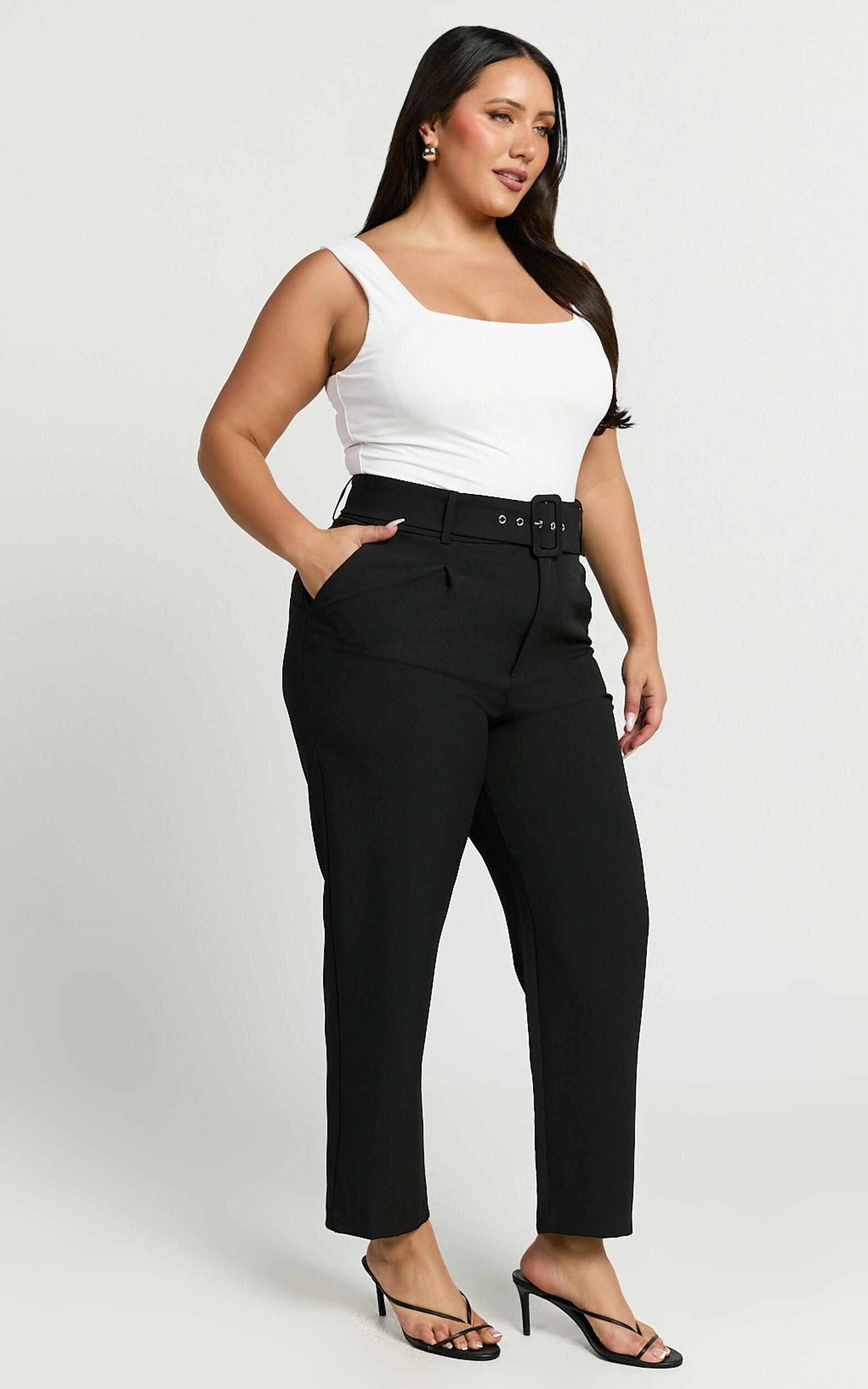 Milica Trousers - Belted High Waisted Trousers in Black Product Image