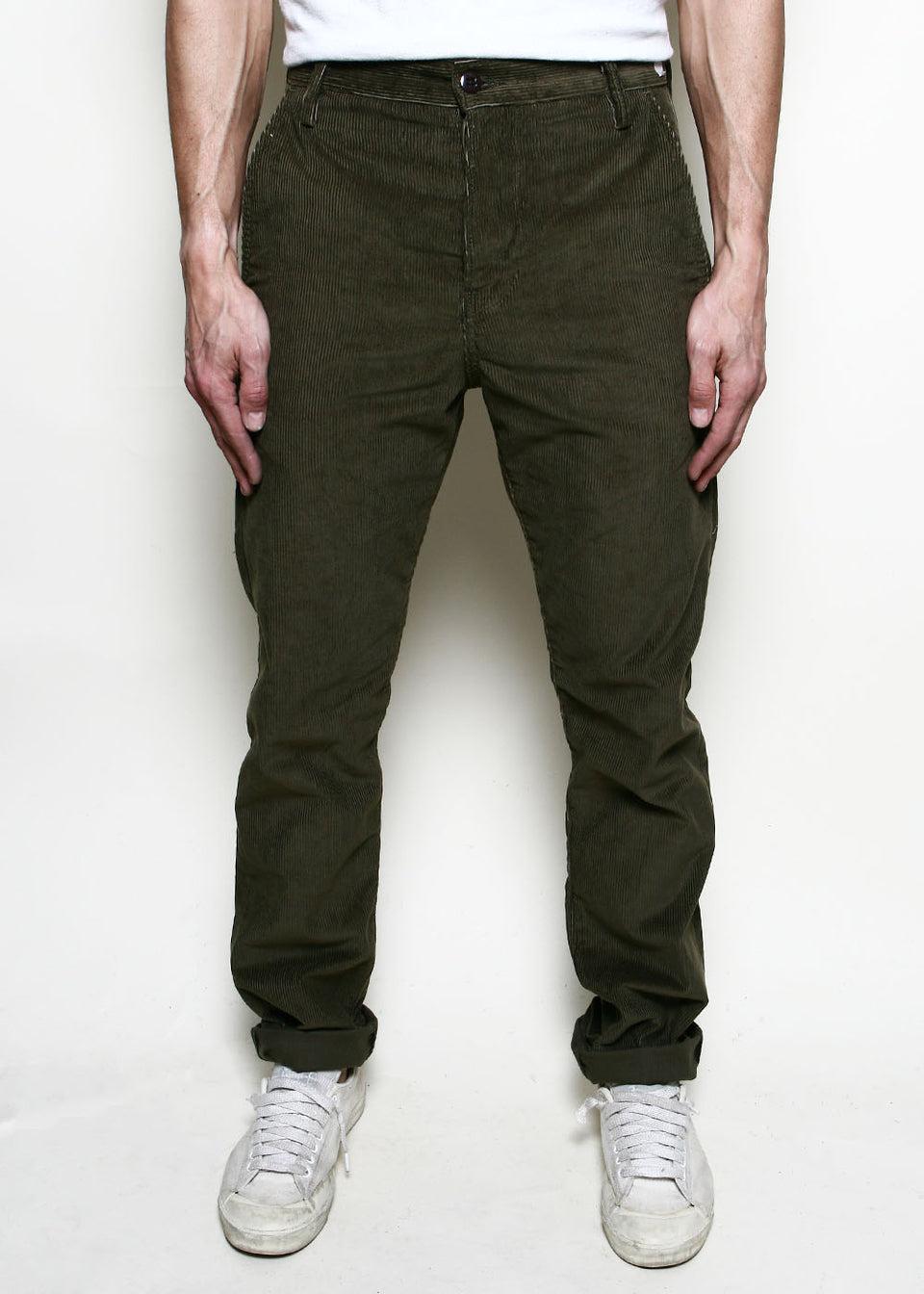 Officer Trousers High // Olive Corduroy Product Image