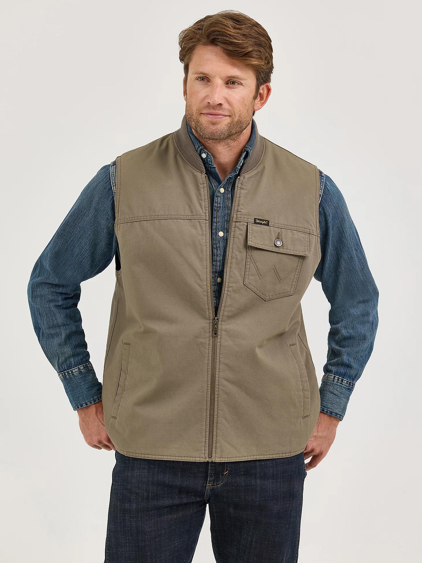 Men's Wrangler Quilt Lined Rancher Vest in Bungee Cord Taupe Product Image