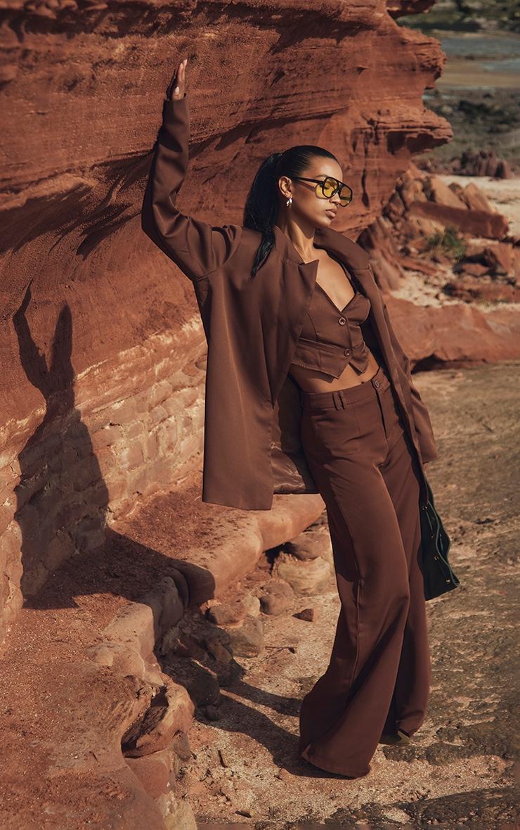 Chocolate Brown Woven Oversized Suit Jacket Product Image