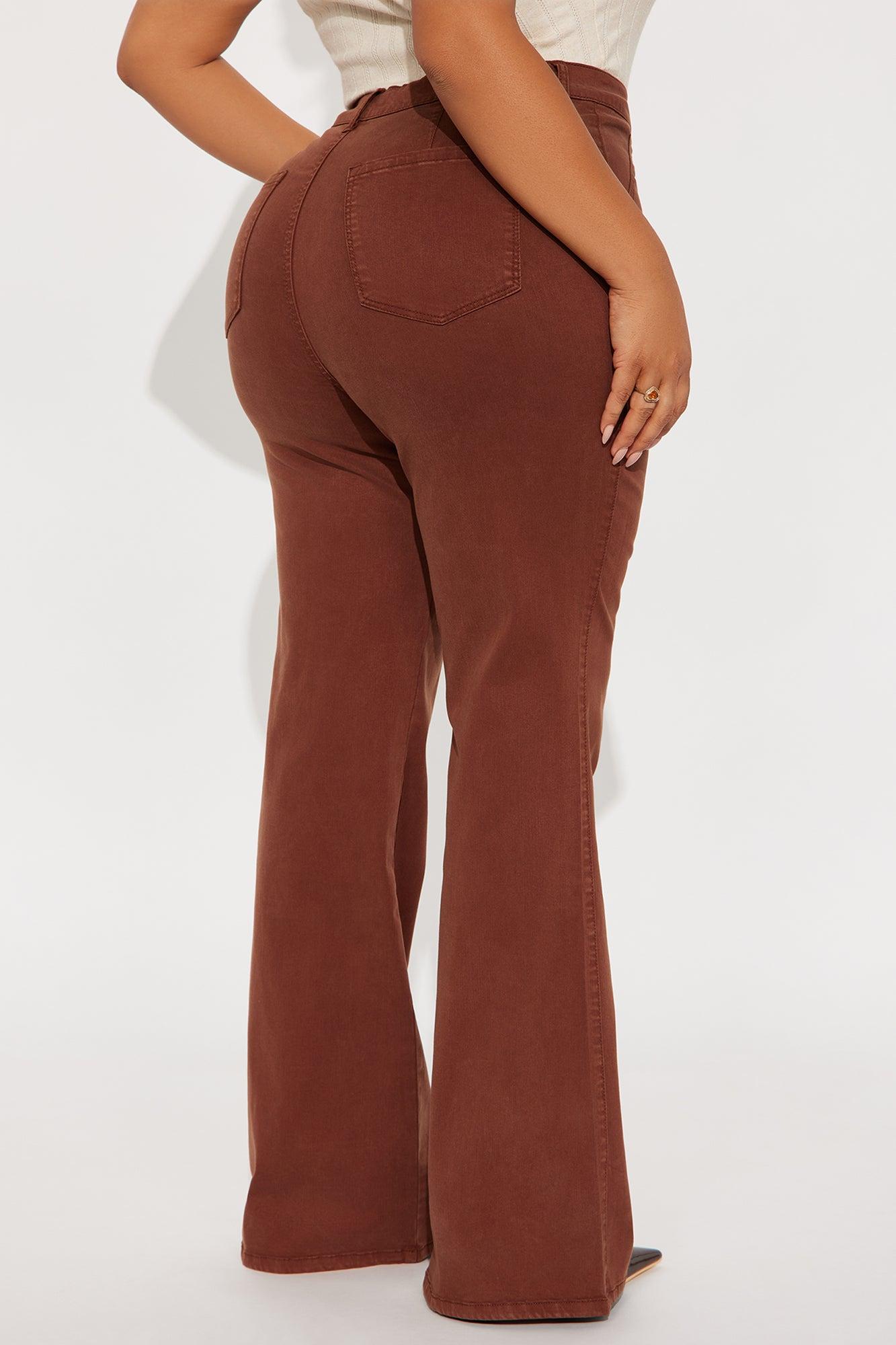 Classic Color Trouser Flare Jeans - Brown Female Product Image