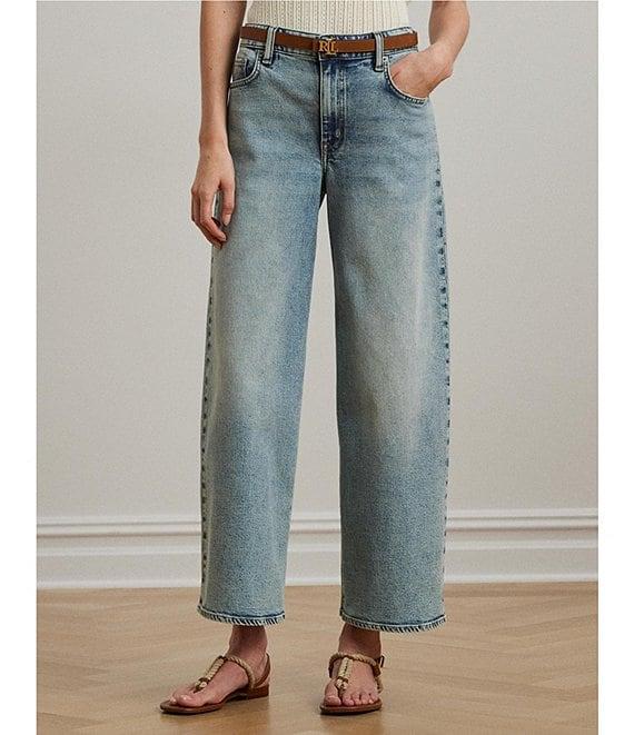 Lauren Ralph Lauren High-Rise Wide Leg Cropped Jeans Product Image