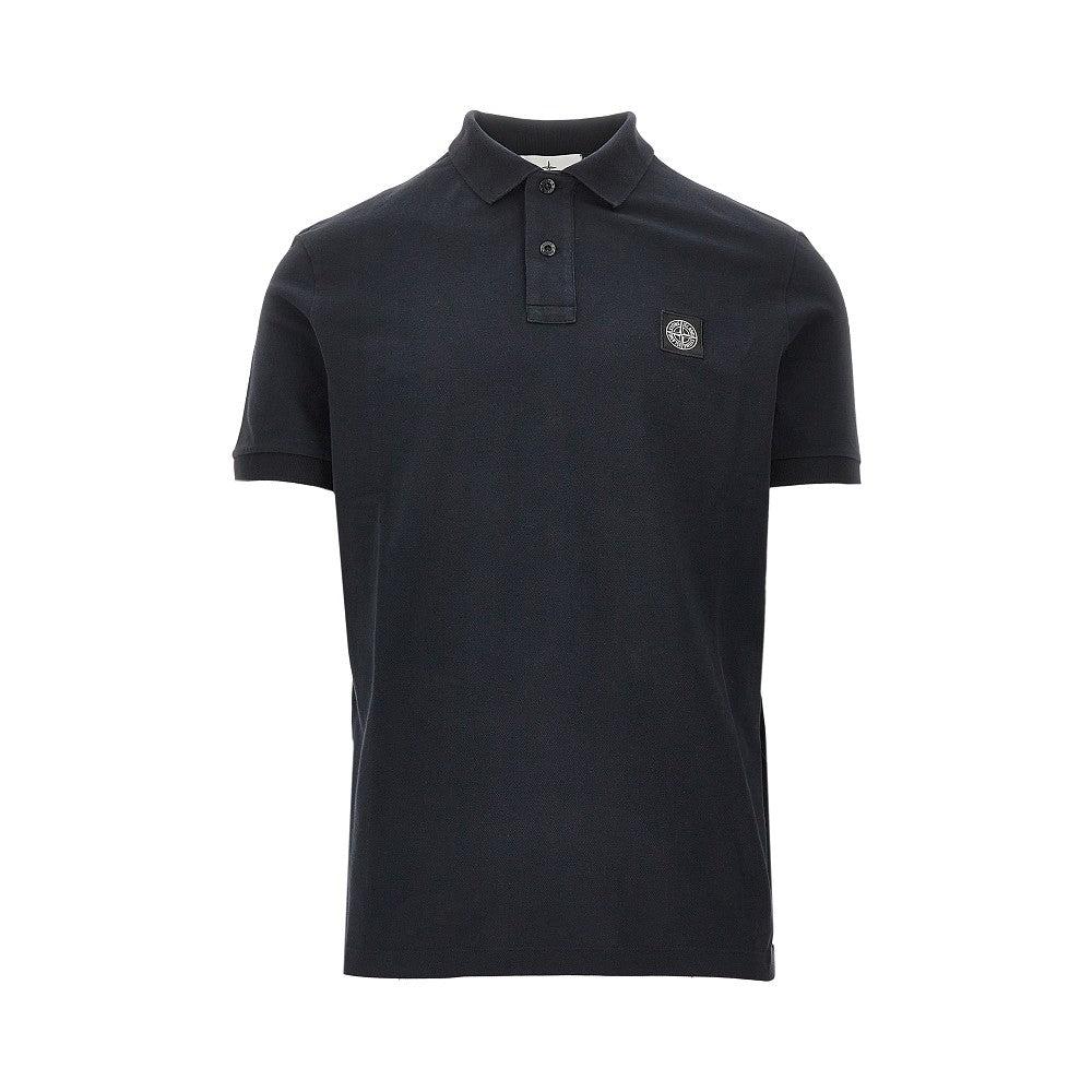 STONE ISLAND Mens Black Brand-patch Regular-fit Stretch-cotton Polo Shirt Xl Product Image