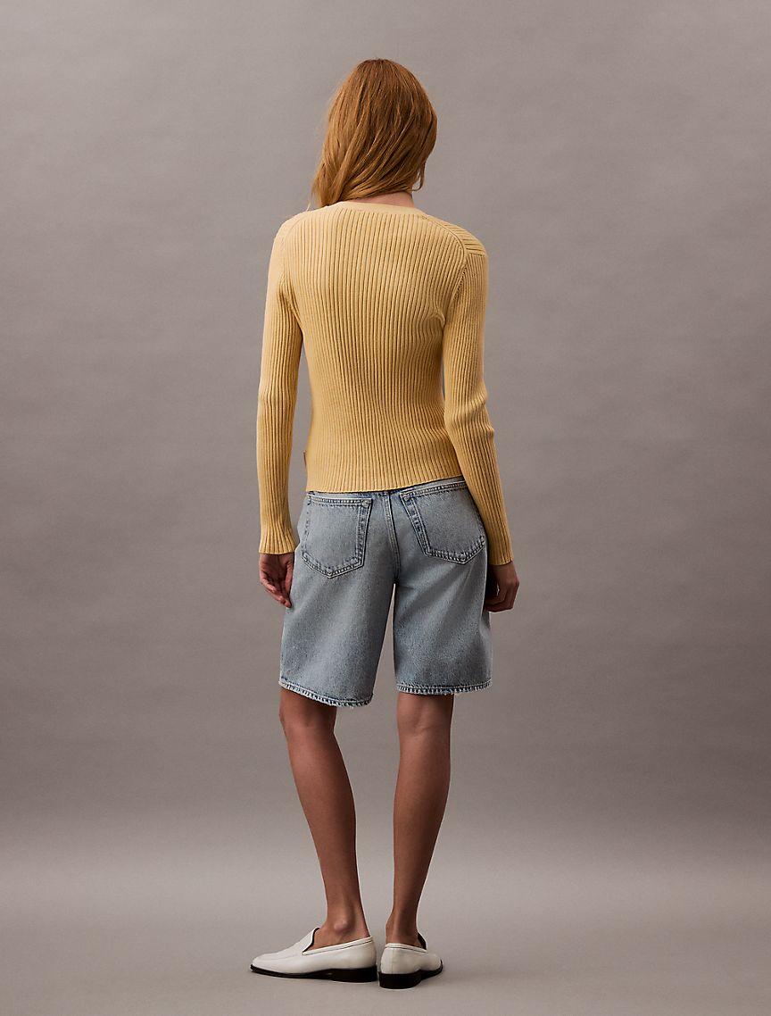 Smooth Cotton Rib Sweater Cardigan Product Image