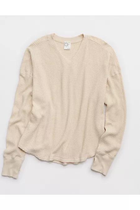 OFFLINE By Aerie Wow! Waffle Notch Neck Long Sleeve T-Shirt Women's Product Image