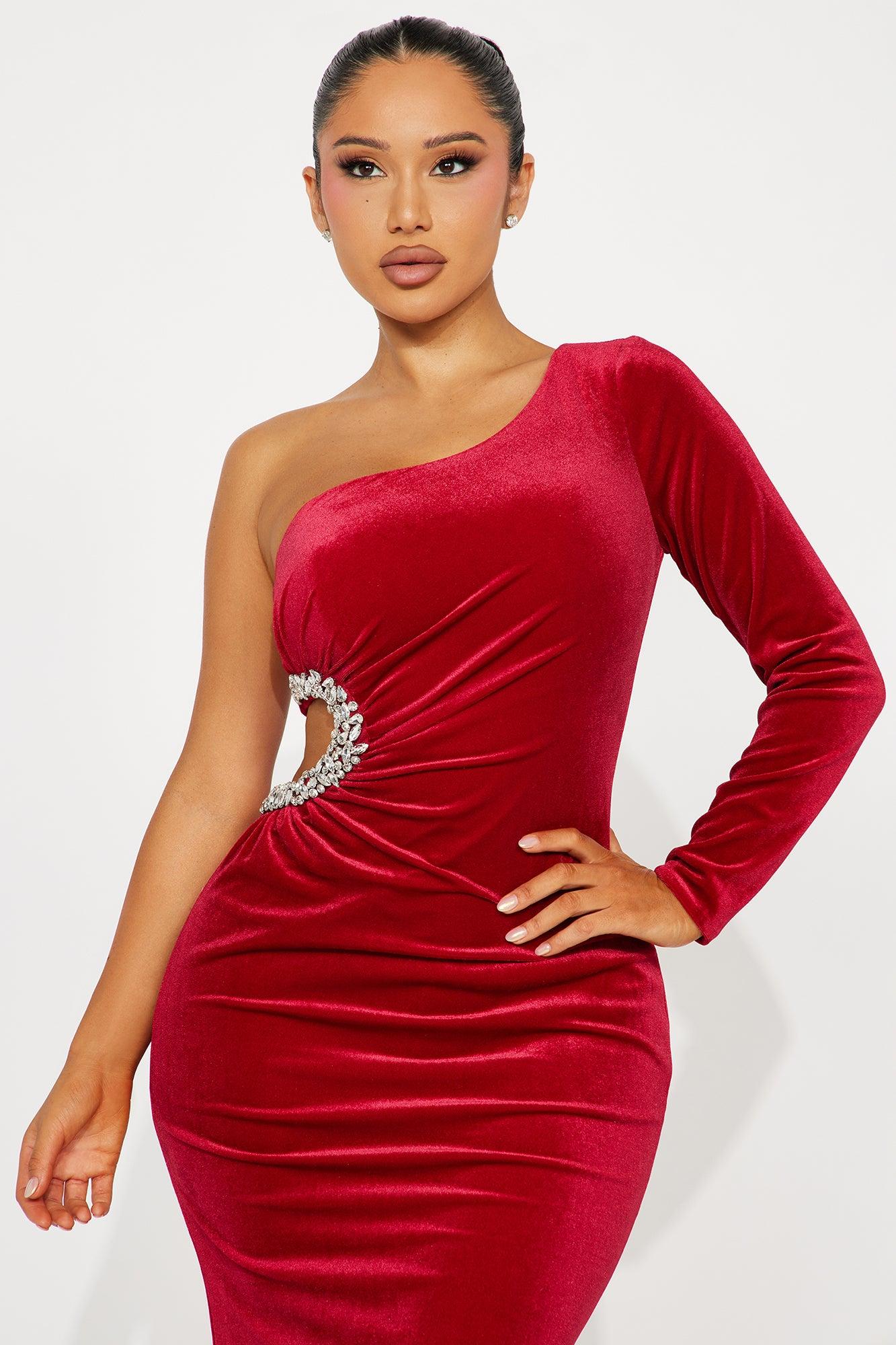 Luxurious Evening Velvet Gown - Wine Product Image