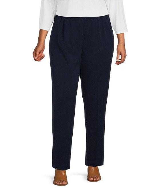 Allison Daley Plus Size City Stretch Elastic Waist Straight Leg Pull-On Pants Product Image