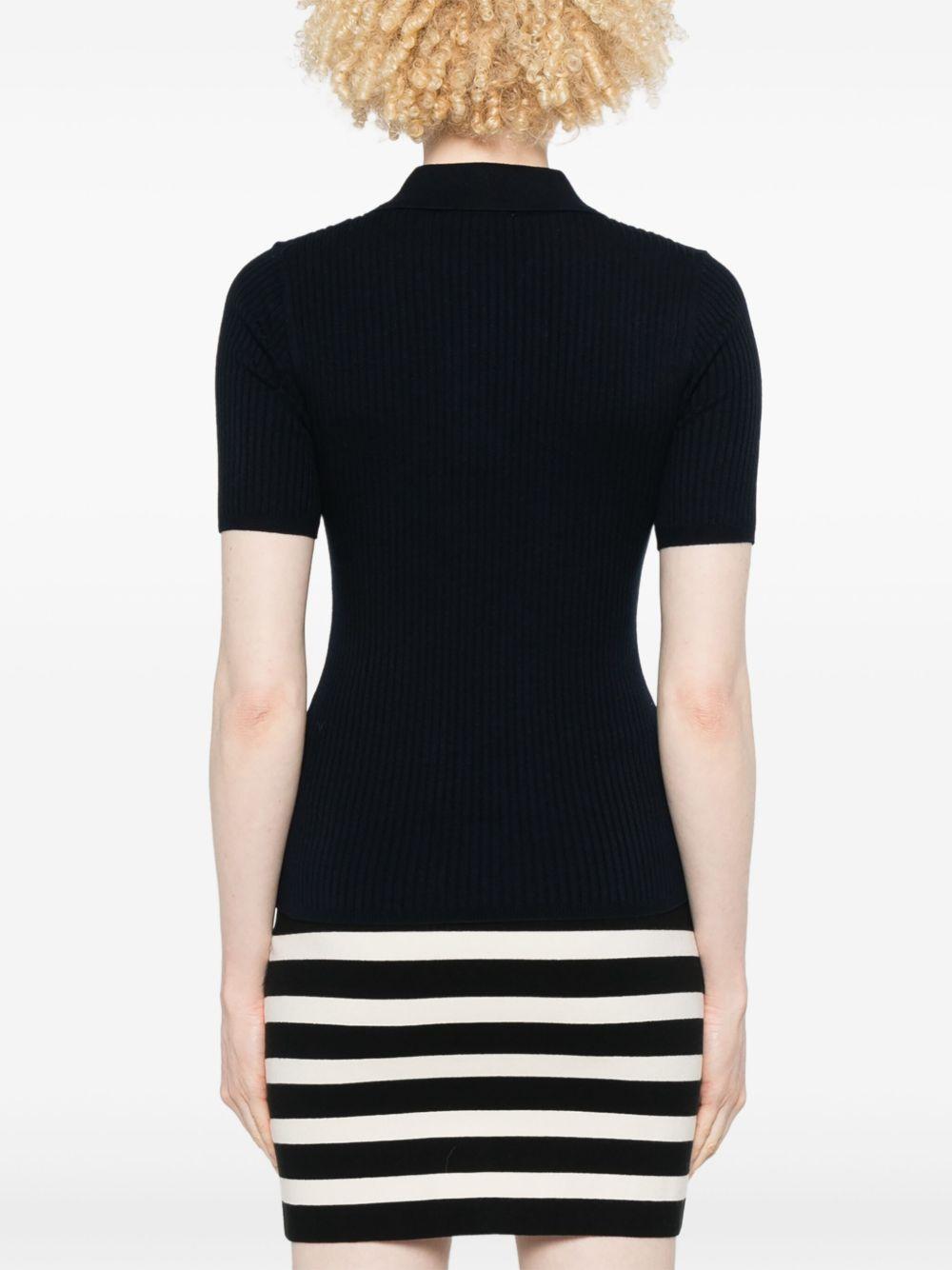 ribbed-knit polo shirt Product Image